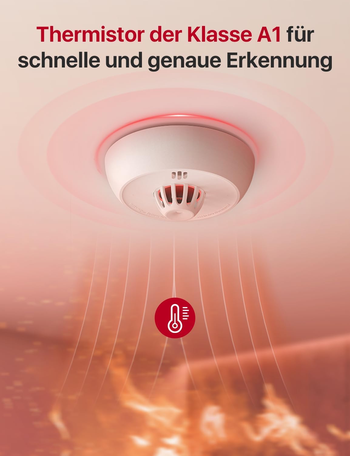 X-Sense Kabelloser, vernetzter Wärmemelder mit versiegelter 10-Jahres-Batterie und einfacher Installation, Wärmemelder kompatibel mit Basisstation, XH02-M, 1 Stück – Bild 2