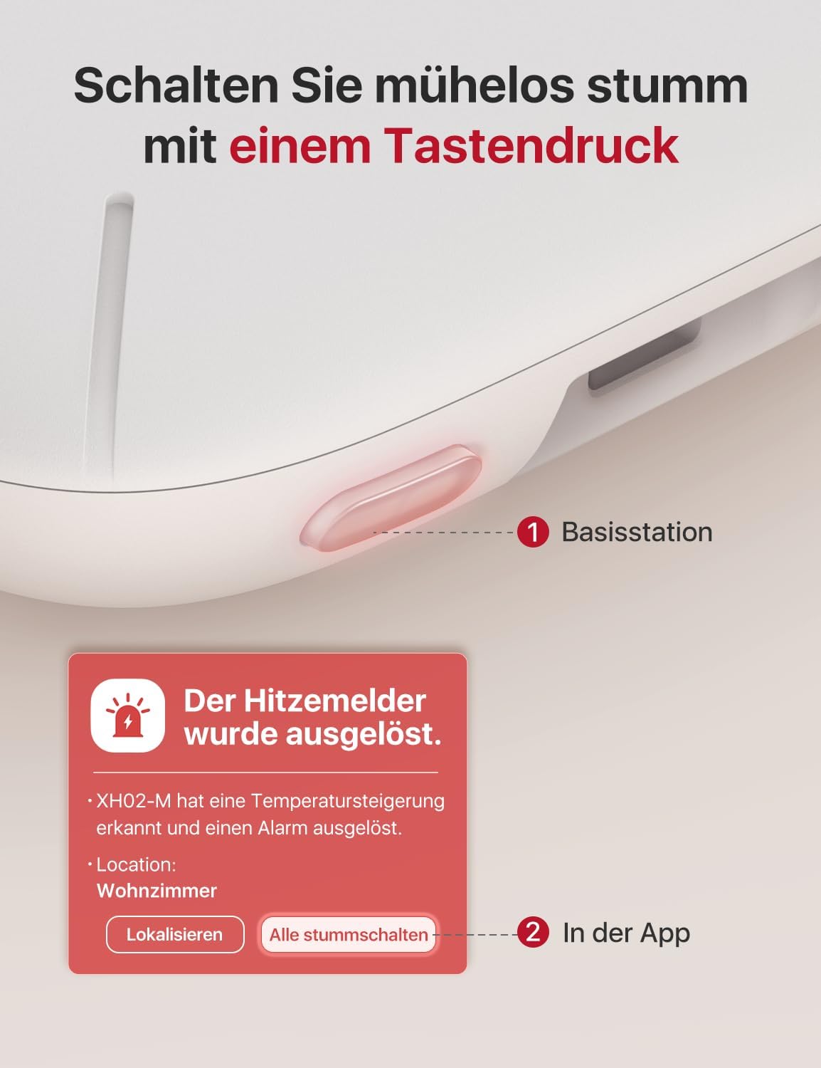X-Sense Kabelloser, vernetzter Wärmemelder mit versiegelter 10-Jahres-Batterie und einfacher Installation, Wärmemelder kompatibel mit Basisstation, XH02-M, 1 Stück – Bild 3