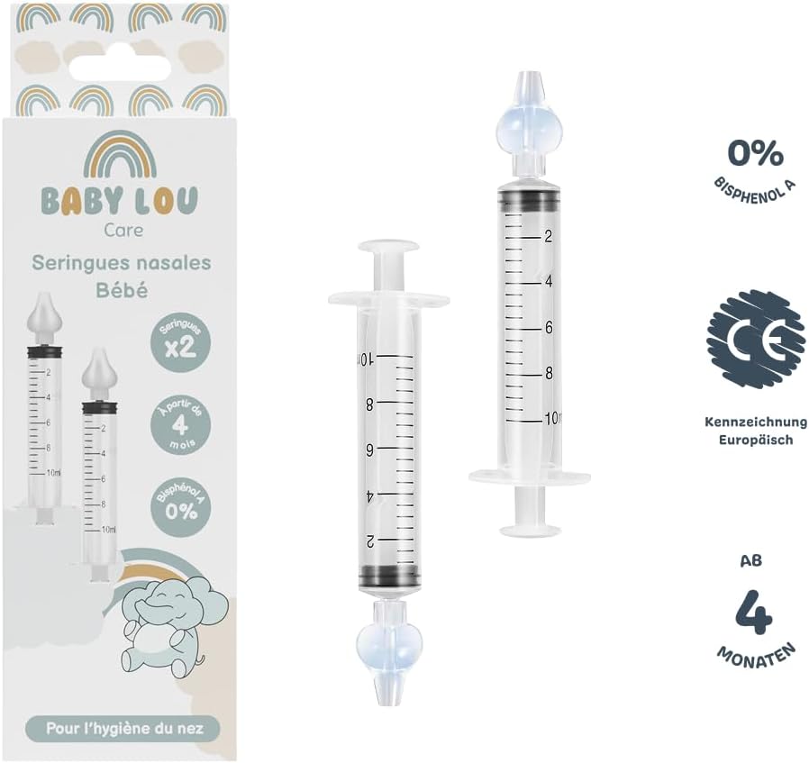 Nasenspritzen für Babys, Set mit 6 Spritzen, Nasenreinigung & Nasenspülung, wiederverwendbar & BPA-frei, ab 4 Monaten – Bild 2