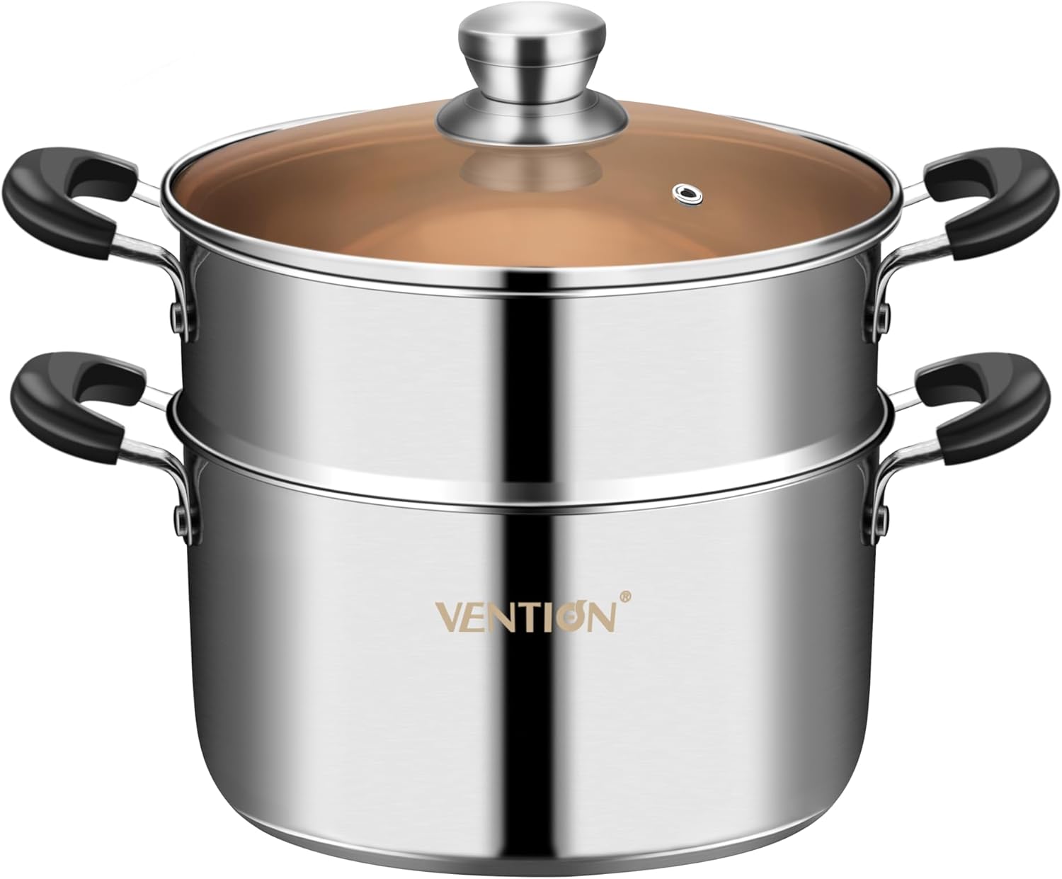 VENTION Dampfgarer 20 cm, Couscous-Topf Induktion 3,4 L, Kartoffeldämpfer Kleiner Dampfgarer aus Edelstahl