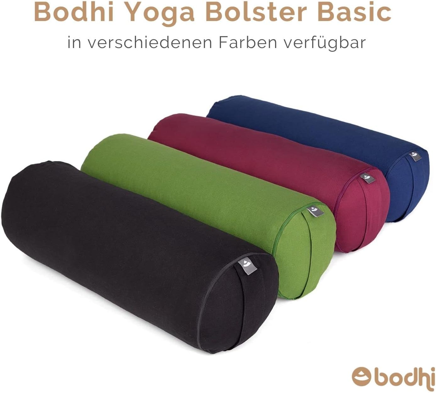 Bodhi Yoga Bolster Rolle Durchmesser 22 cm | Yogarolle mit Bio-Dinkelfüllung | Yogakissen für restauratives und Yin-Yoga | Waschbarer Bezug aus Baumwolle | Pilateskissen mit Tragegurt – Bild 7