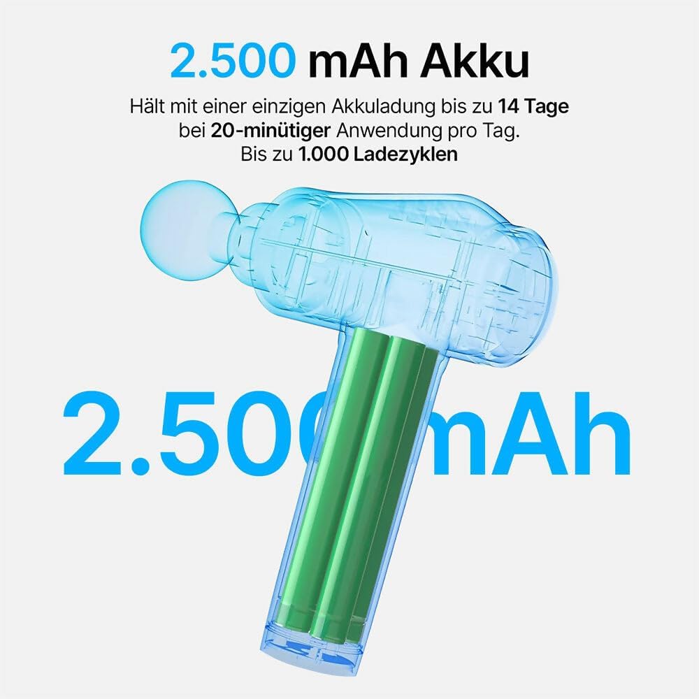 Massagepistole mit 30 Geschwindigkeiten / Massagepistole für Tiefenmuskelmassage mit bis zu 3600 Impulsen/Min. / 10 Aufsätze für Nacken, Rücken & Körper / mit LCD-Touchscreen – Bild 5