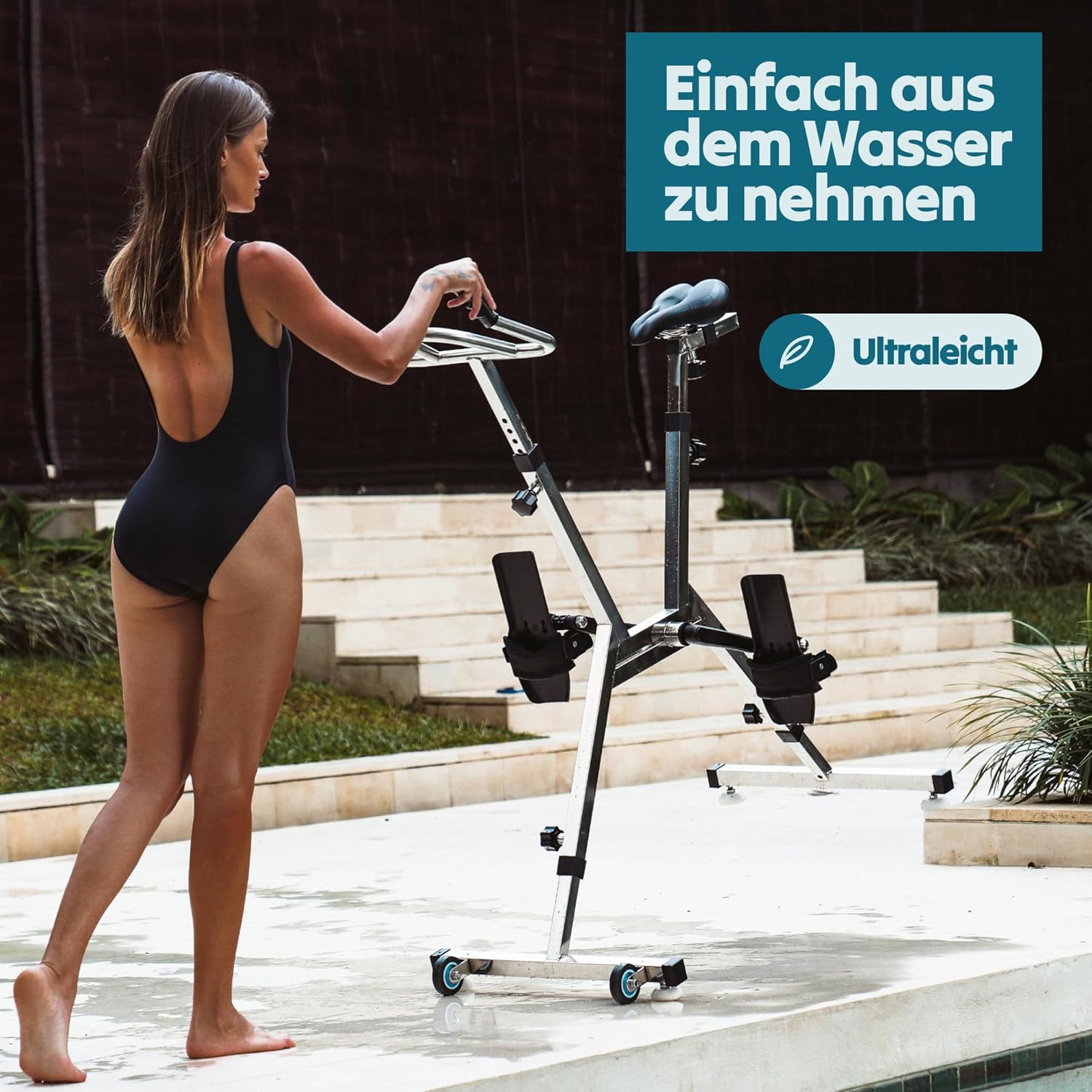 LOVEE Aquabike V2 Doppelmodus-Sport- und Komfort-Poolfahrrad – Edelstahl 316, Chlor- und Meerwasserbeständigkeit – kann auf allen Beschichtungen verwendet werden – 1,10 m bis 1,50 m Tiefe – Bild 6