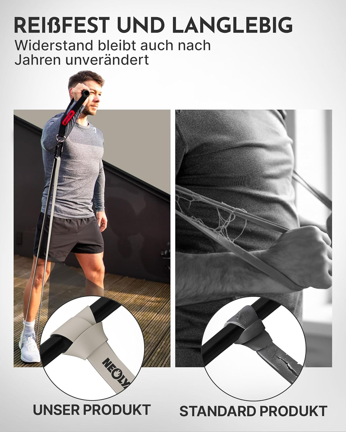 NEOLYMP Widerstandsbänder aus doppelt beschichtetem Naturlatex mit Fitness-E-Book – lange Fitnessbänder für Krafttraining, Widerstandsbänder, Klimmzugbänder – Bild 4