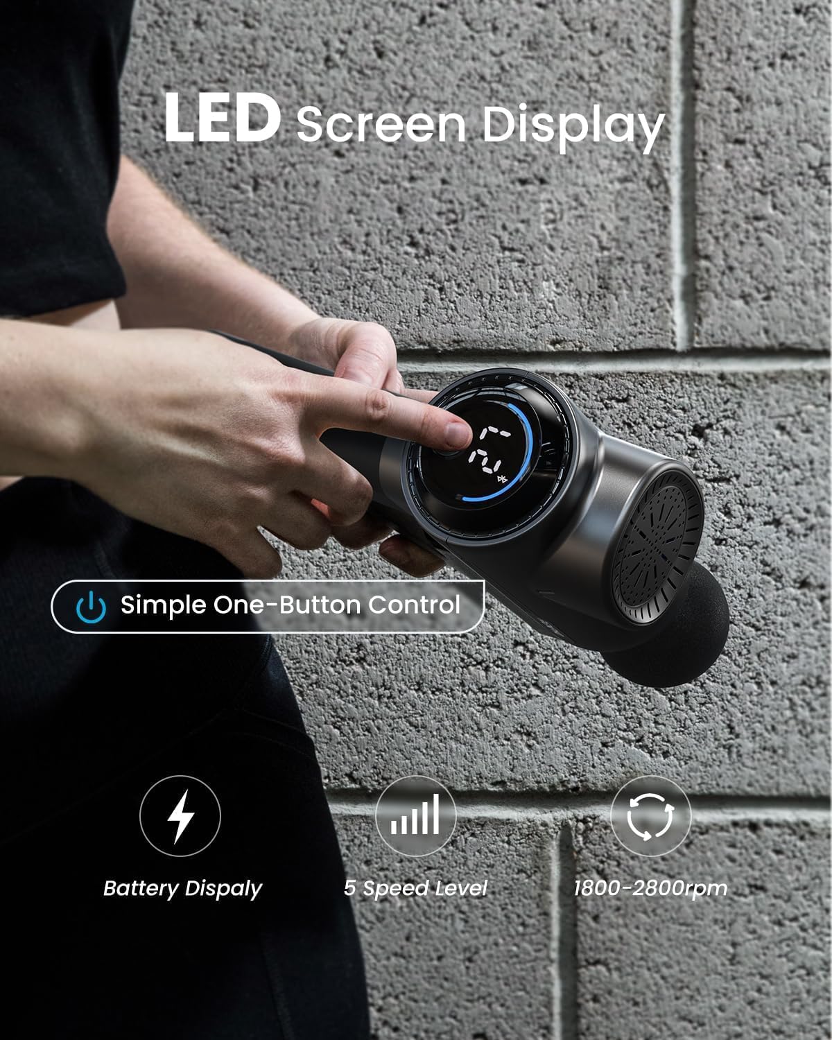 Massagepistole mit Wärmefunktion und Bluetooth, RENPHO Massagepistole App kompatibel, Muskelmassagepistole Massagegerät mit LED-Anzeige und Muskelentspannung, bestes Geschenk – Bild 4