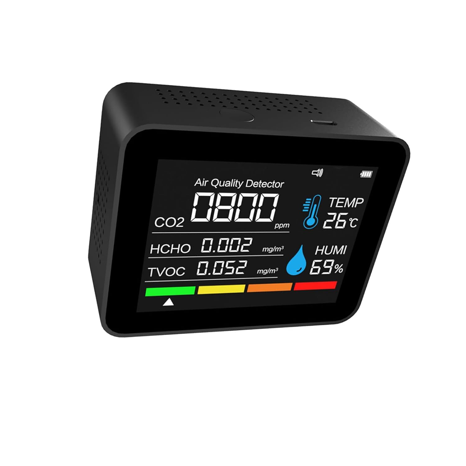 SENECESLI 8-in-1-Luftqualitätsmonitor, Innenluftqualitätsmessgerät mit CO2 HCHO TVOC PM2,5 PM10 Temperatur-Feuchtigkeitsdetektor, Echtzeit-Daten-Farbbildschirm-Schimmeltest-Kit für das (#1) – Bild 6