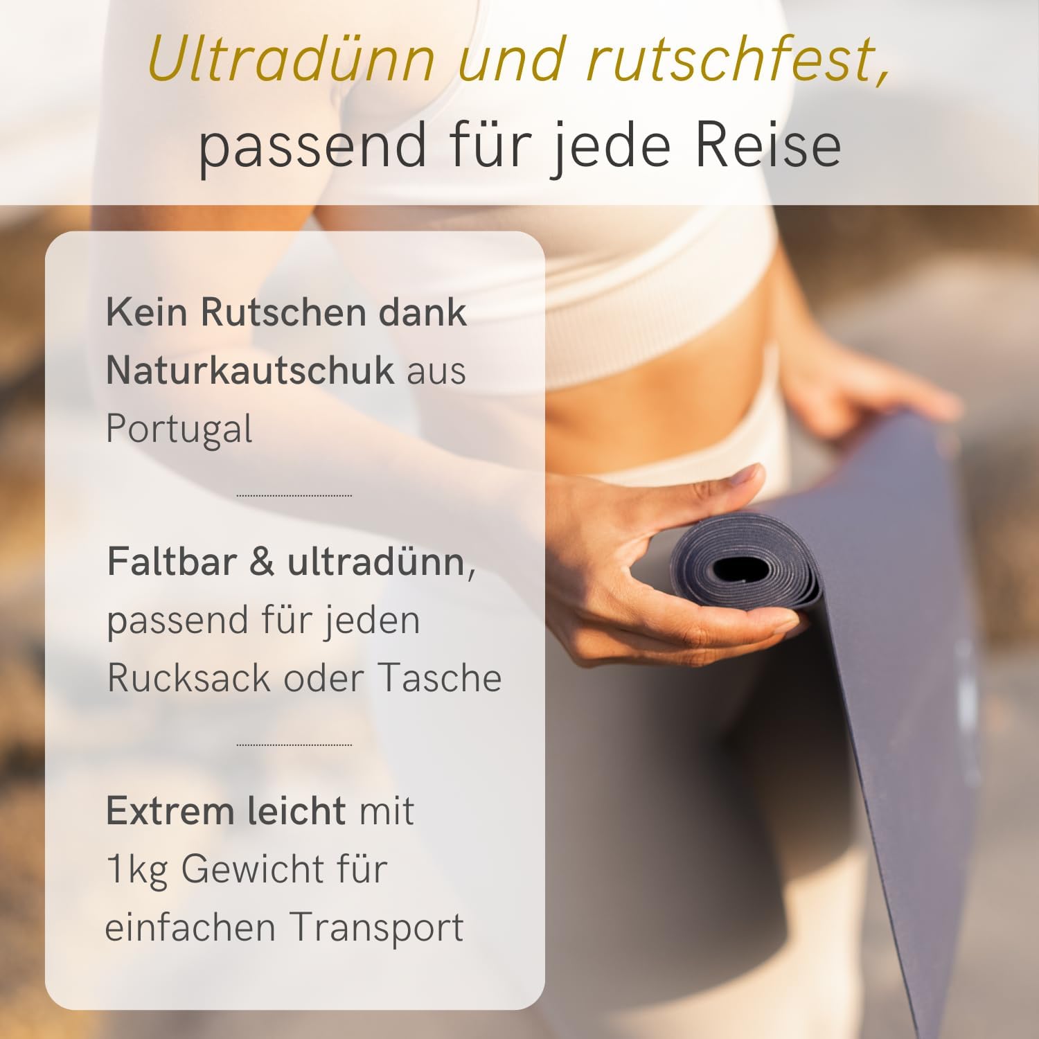 Lotuscrafts ARISE Reise-Yogamatte, faltbar, hergestellt in Spanien, dünn und einfach zu falten, ökologische Reisematte aus 100 % Naturkautschuk, professionelle Yogamatte (185 x 65 x 0,13 cm) – Bild 4