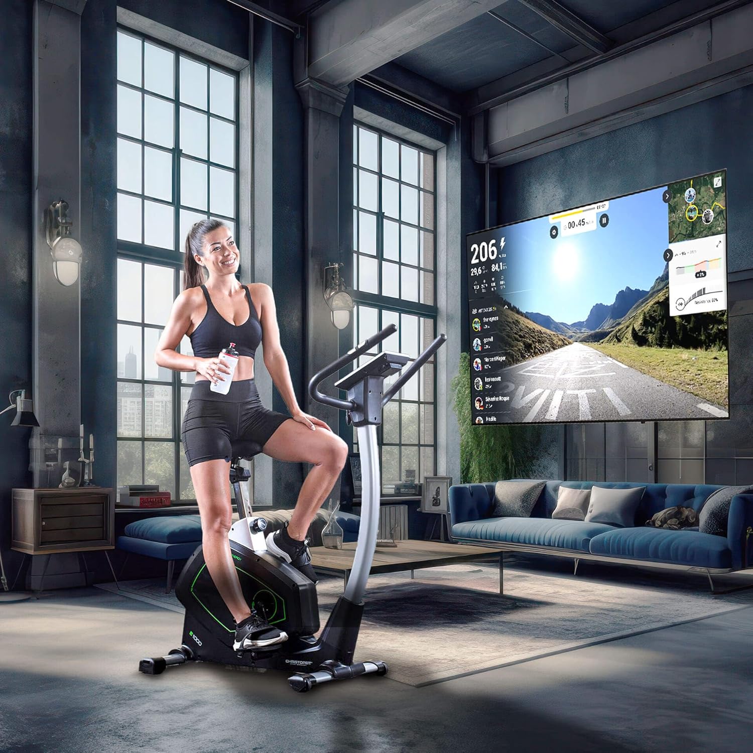 Christopeit Ergometer Heimtrainer Eco 1000 – Fitnessgerät mit Generator – Kraftloses Training, leise, 10 kg Schwungmasse, Bluetooth, Kinomap App, bis 150 kg – Bild 7