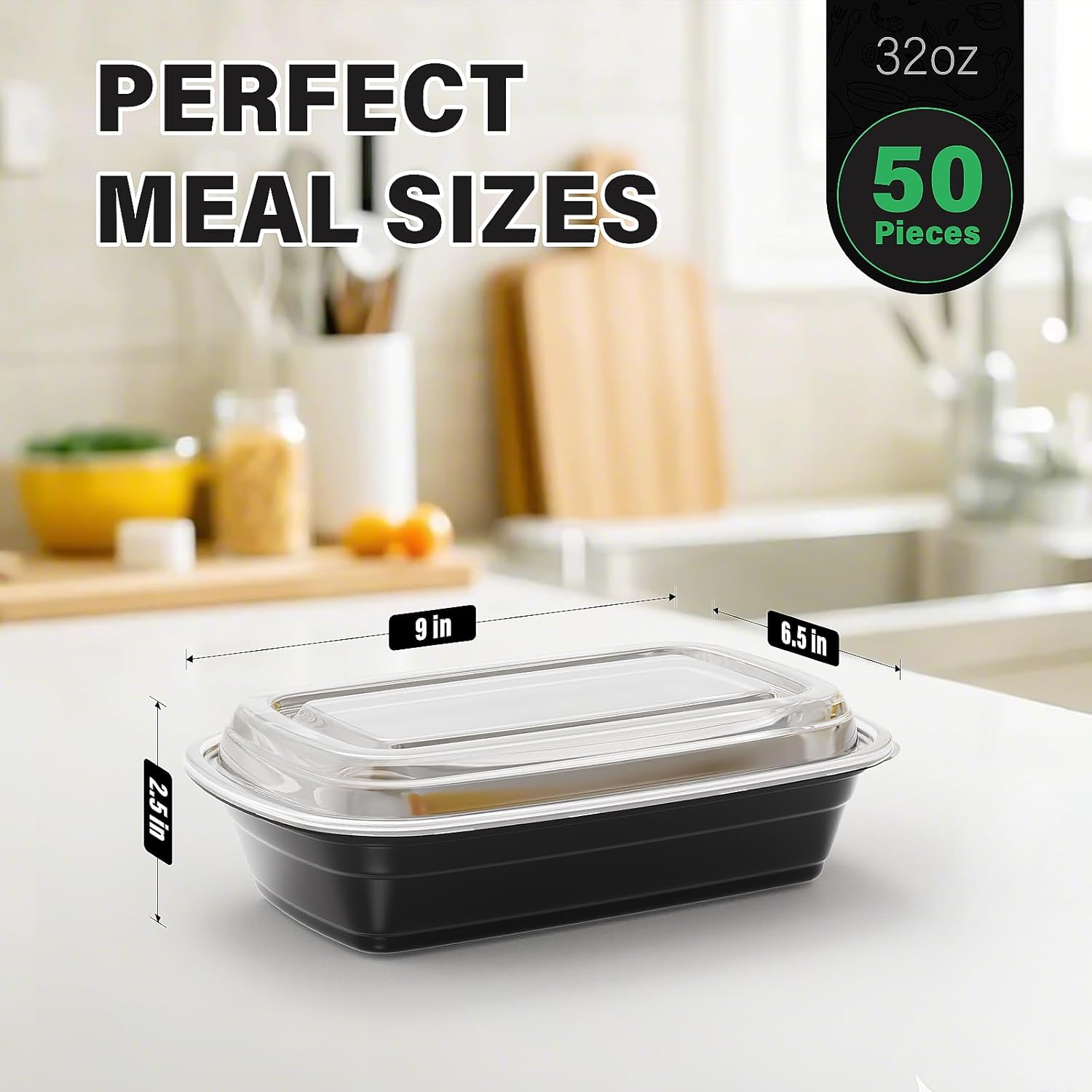 Femora 50 Stück 32-Unzen-Meal-Prep-Behälter mit hochwertigen wiederverwendbaren Meal-Prep-Behältern, Lunchbox mit Deckel, mikrowellen-, gefrierschrank- und spülmaschinenfest – Bild 2