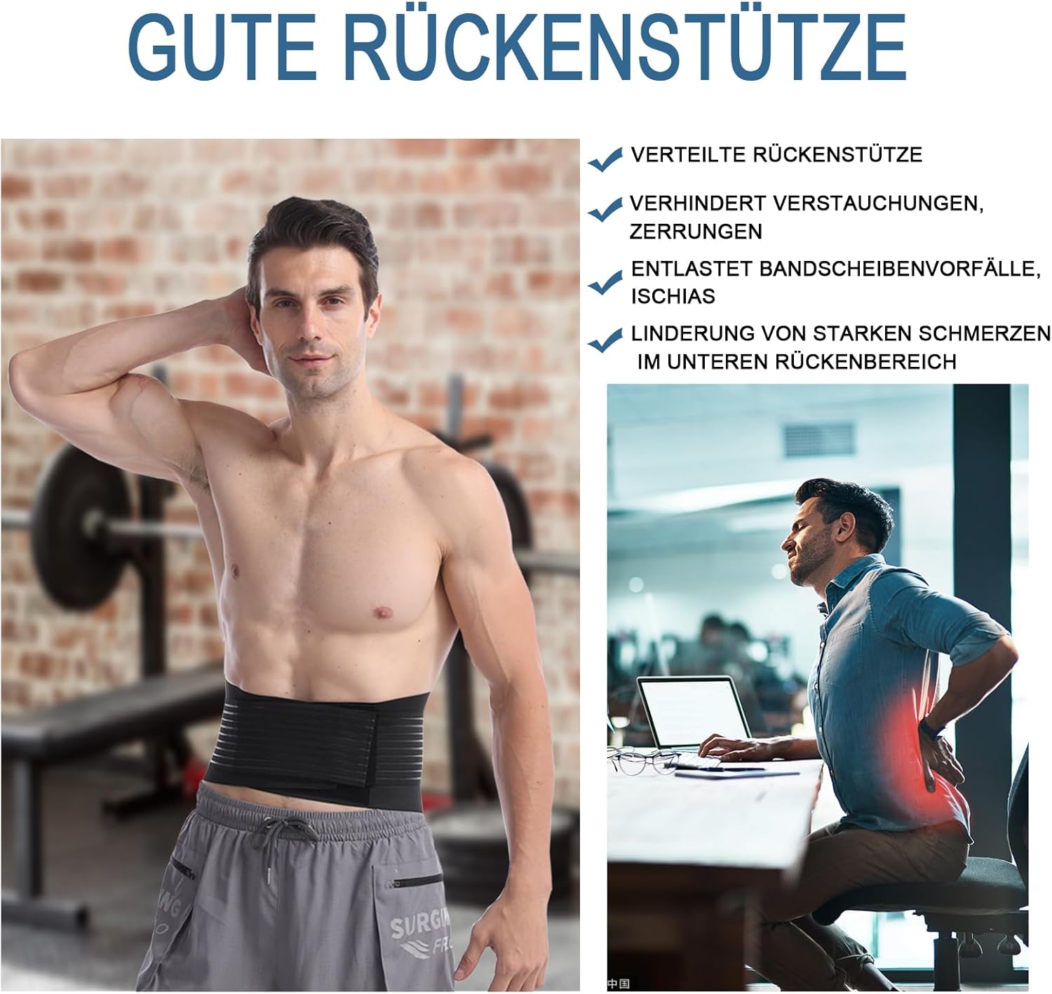 Paskyee Rückenstützgürtel für den unteren Rücken für Männer und Frauen mit 6 Stangen – Rückenbandage zur Linderung von Skoliose und Ischiasschmerzen – Bild 2