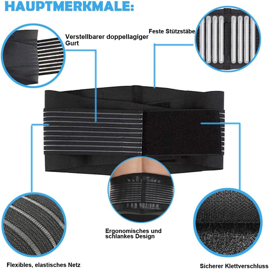 Paskyee Rückenstützgürtel für den unteren Rücken für Männer und Frauen mit 6 Stangen – Rückenbandage zur Linderung von Skoliose und Ischiasschmerzen – Bild 4