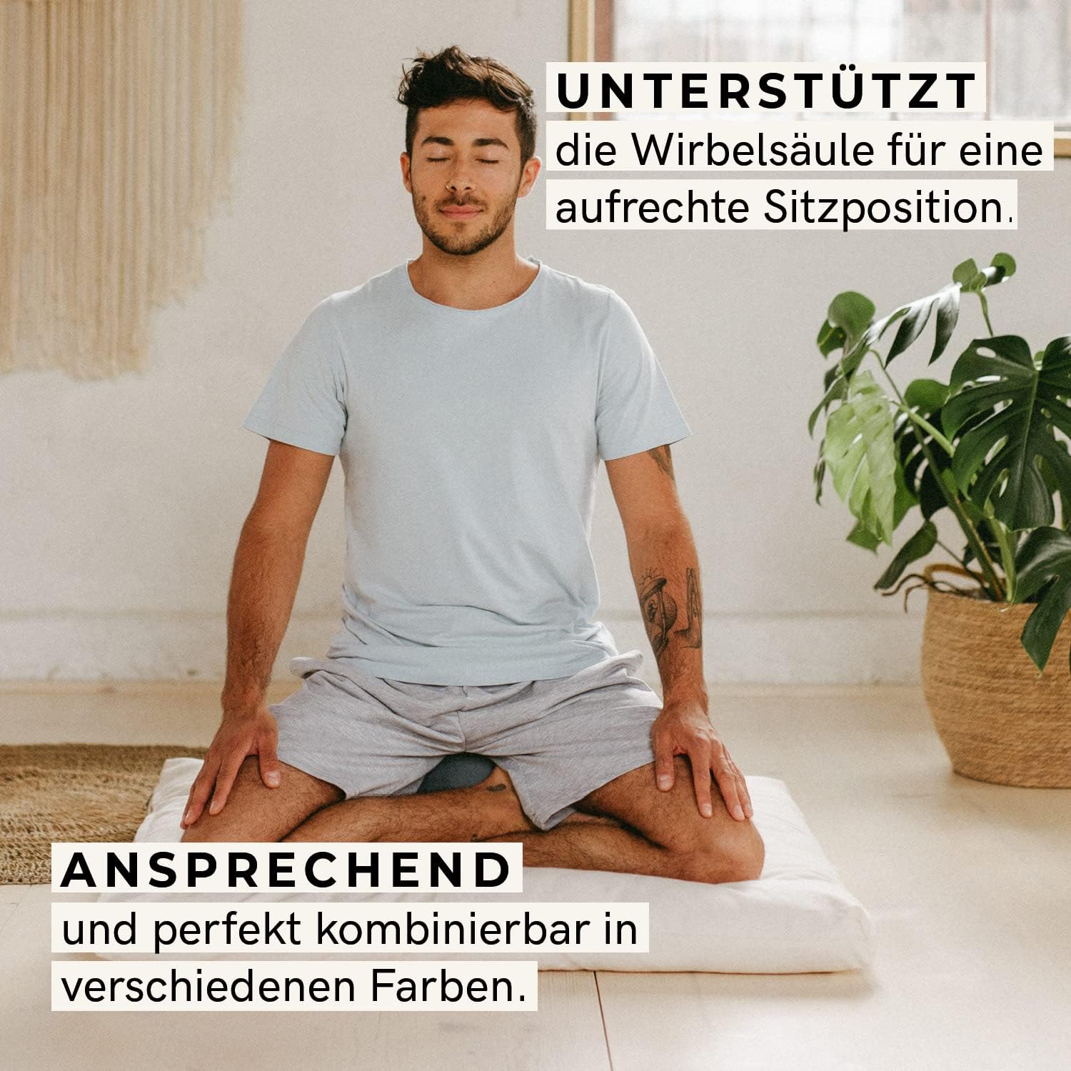 Lotuscrafts Yogakissen, Meditationskissen, extra hoher Sitz – Höhe 20 cm – waschbarer Baumwollbezug, mit Dinkelfüllung, GOTS-zertifiziert – Bild 6