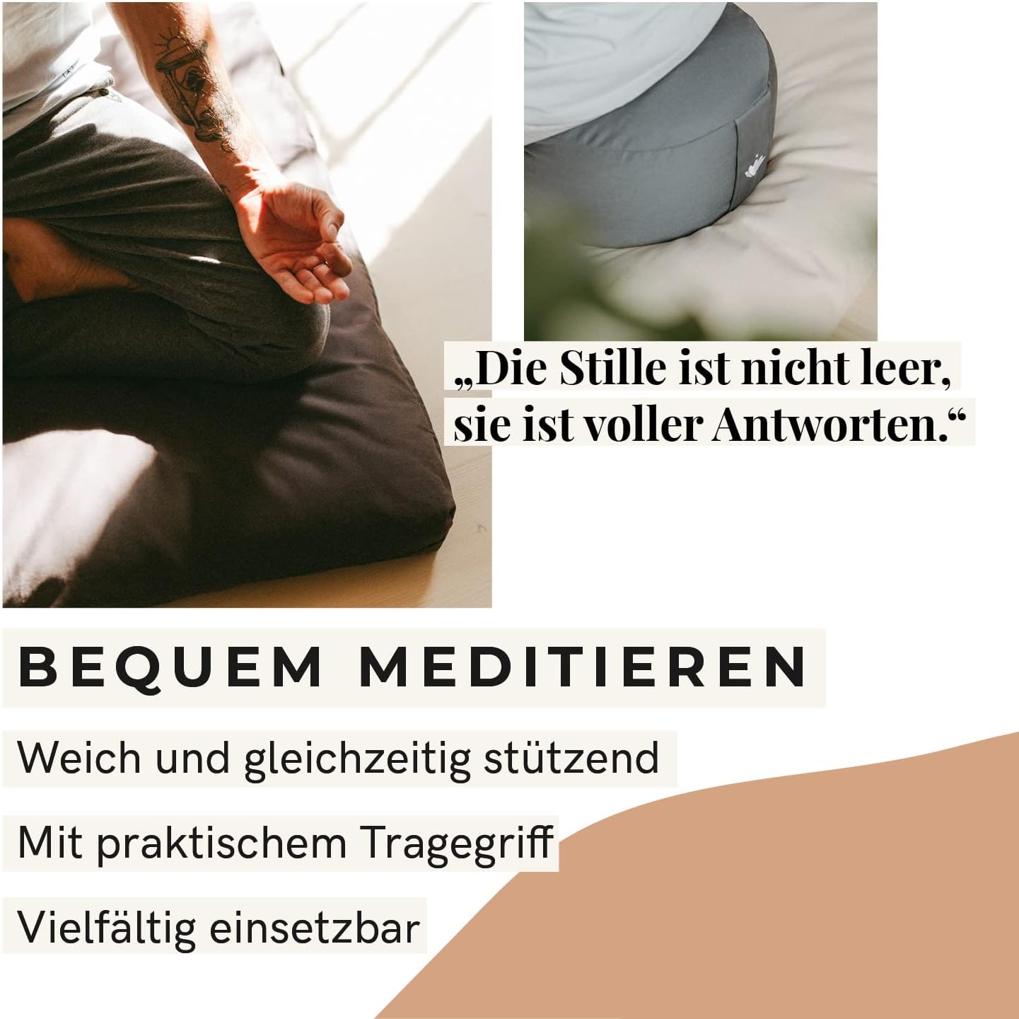 Lotuscrafts Yogakissen, Meditationskissen, extra hoher Sitz – Höhe 20 cm – waschbarer Baumwollbezug, mit Dinkelfüllung, GOTS-zertifiziert – Bild 7