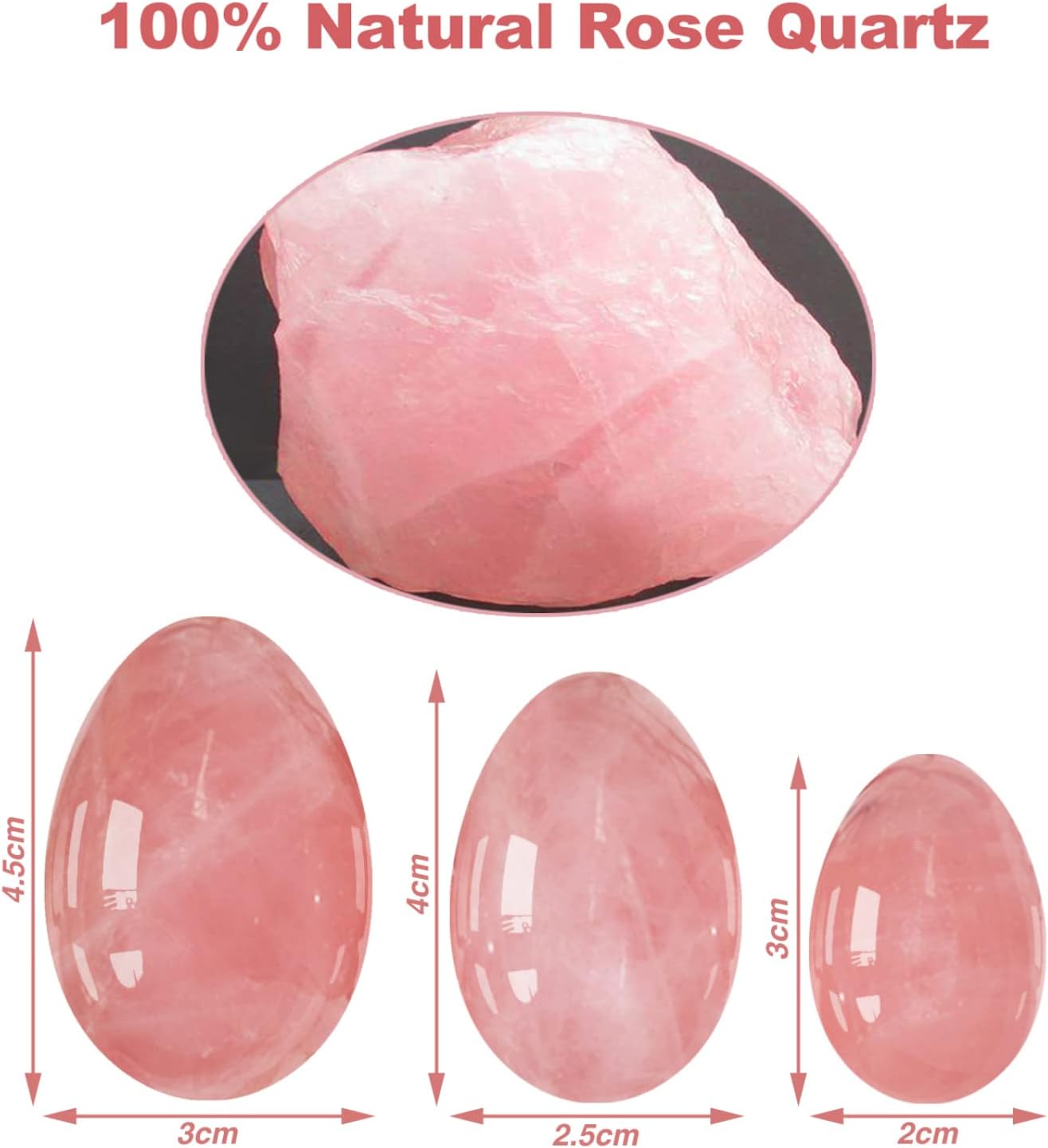 Yoni-Ei-Set für Kegel, ungebohrt, Yoni-Ei-Set mit Box, natürliche Jadestein-Eier, Frauen, Kegel-Übung, straffendes Damenhygieneprodukt, Rosenquarz-Eier – Bild 5