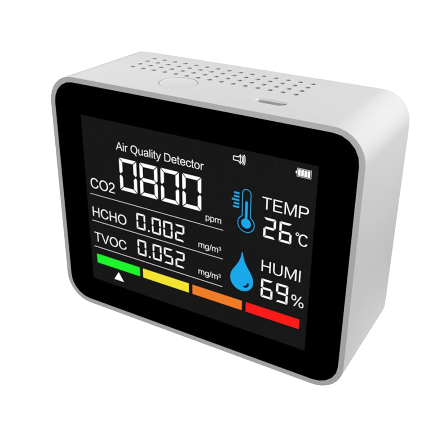 Fabater Luftqualitätsmonitor, Schimmeltest-Set für Zuhause, Innenbereich, CO2, HCHO, TVOC, PM2,5, PM10-Detektor mit Farbbildschirm für Büro, Schule, Hotel (#2) – Bild 4