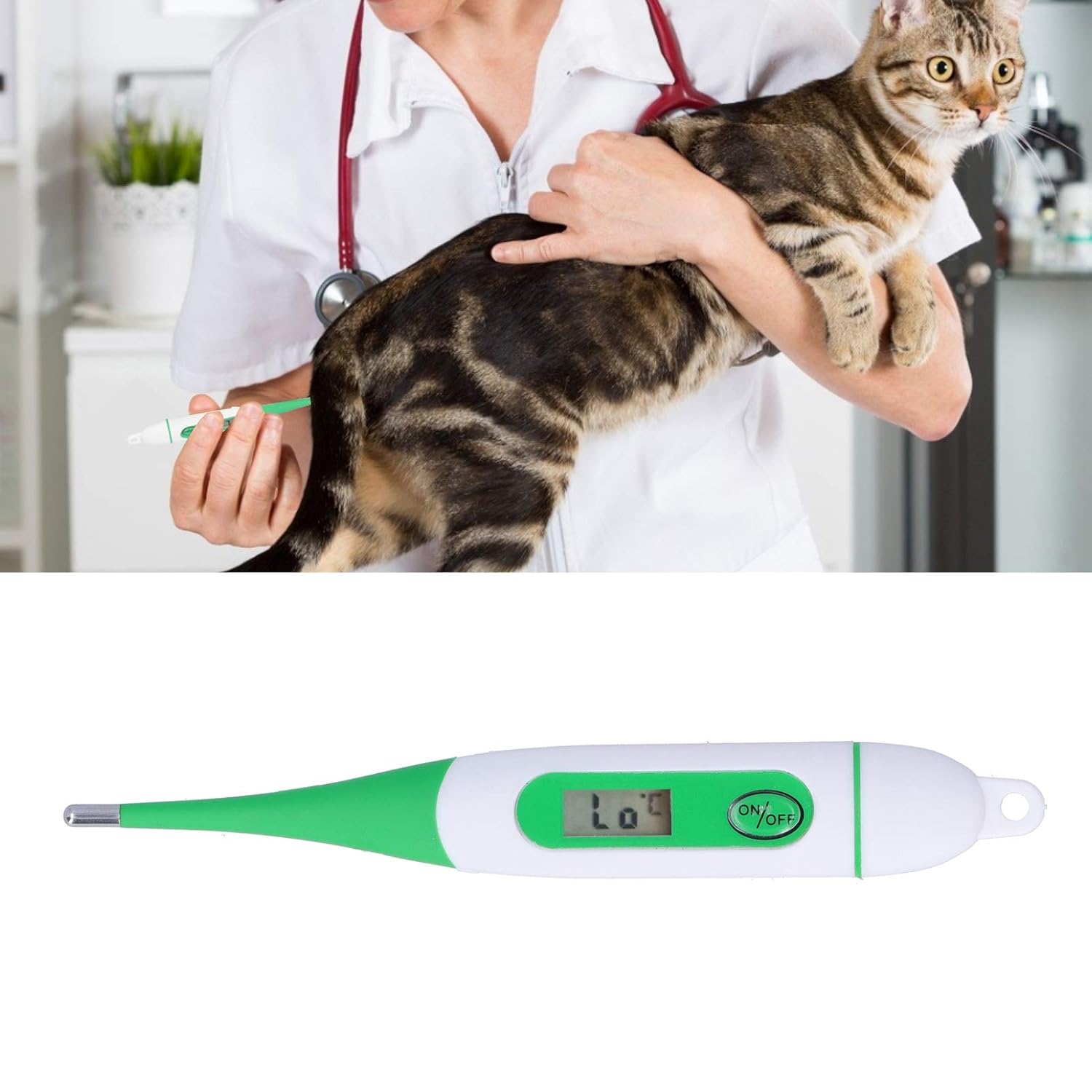 Fieberthermometer für Pferde, Rinder, digitales Haustierthermometer, wasserdichtes Tierthermometer mit flexiblem Temperaturfühler, für Haustierbesitzer von Hunden, Katzen, Tierärzten – Bild 6