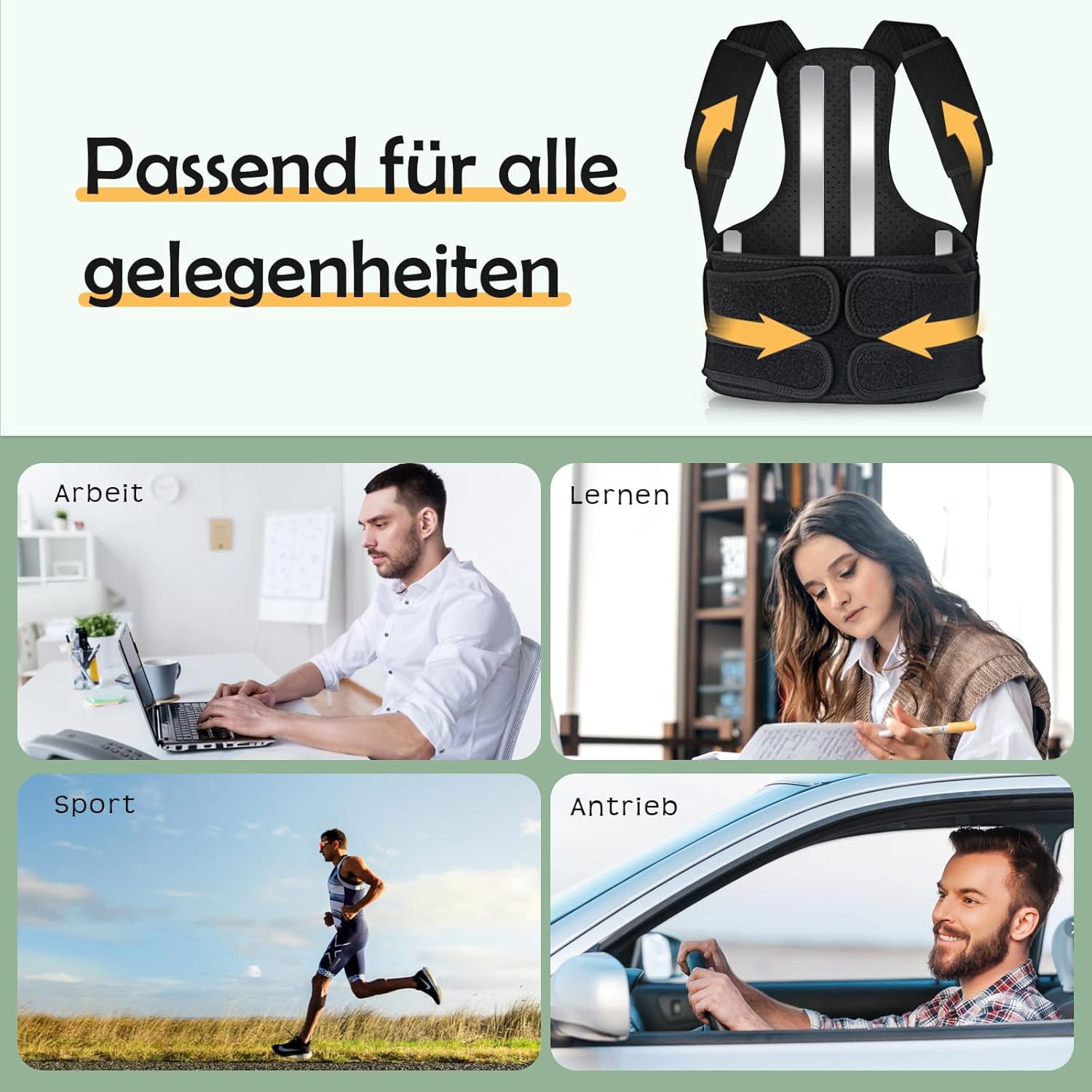 Rückenstützgürtel Rückenglätter Haltungskorrektur Damen: Verstellbarer Haltungskorrekturgurt für Herren – Atmungsaktive Rückenhaltungskorrektur – Verstellbarer gerader Haltungstrainer Schwarz M – Bild 6