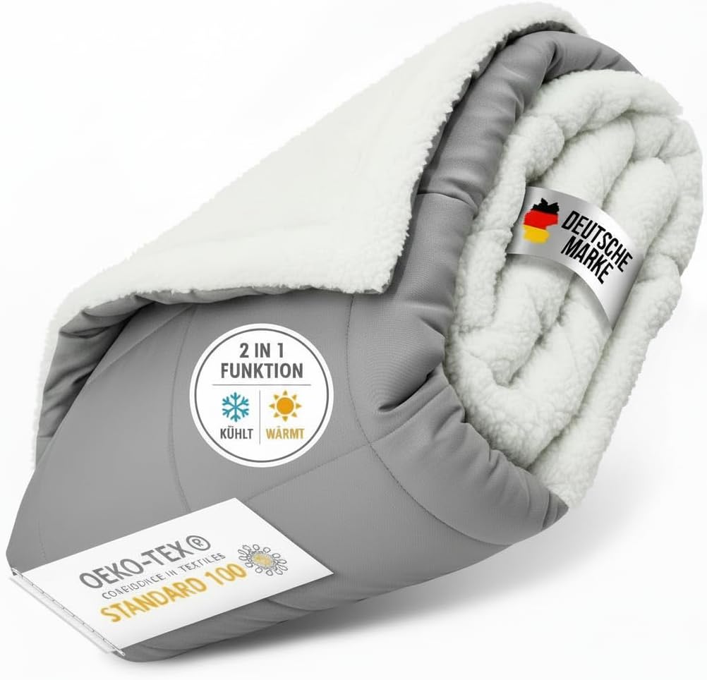 Gewichtsdecke – Gewichtsdecke & Therapiedecke 2-in-1, kühlend & wärmend – schwere Decke gegen Schlaflosigkeit, Stress & Angst – Bambusfaser-Fleece mit Glasperlen – Öko-Tex