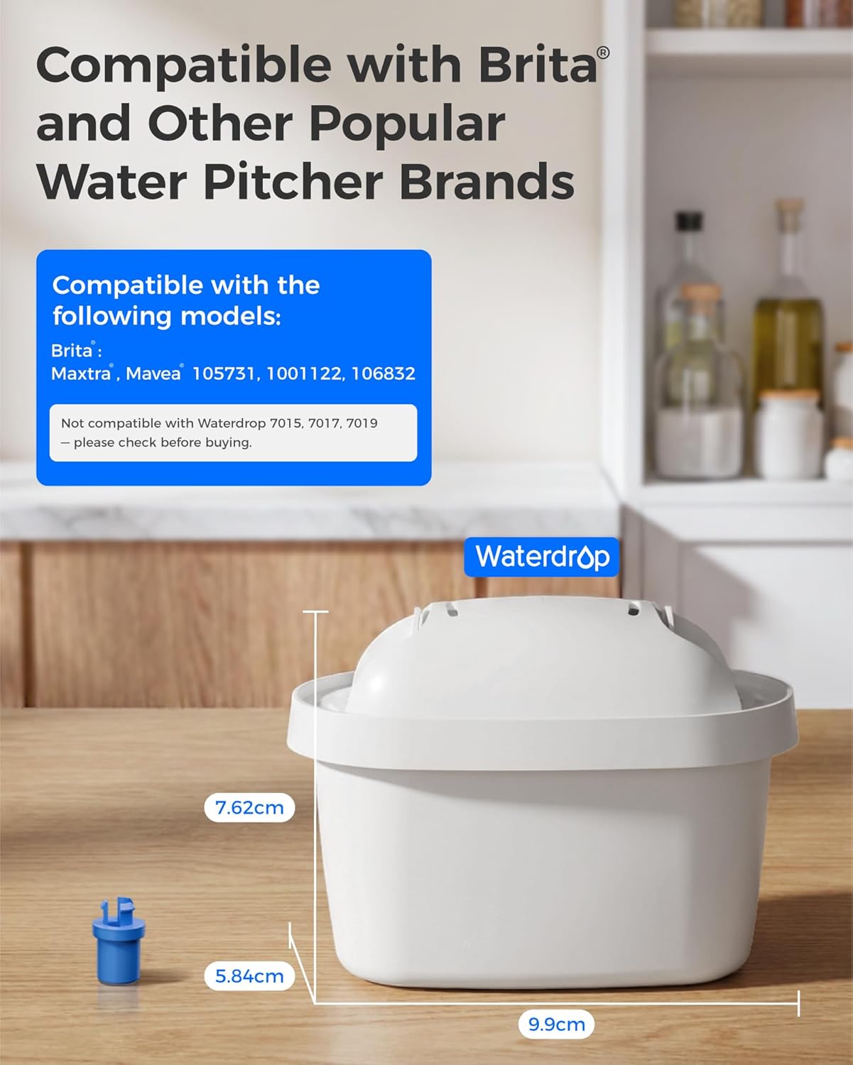 Waterdrop Filterkartuschen, Ersatz für Brita Maxtra+ Plus, Maxtra Pro All-in-1-Wasserfilter, kompatibel mit Brita Marella Jug, reduziert PFAS, PFOA/PFOS, TÜV SÜD, NSF zertifiziert (4) – Bild 3