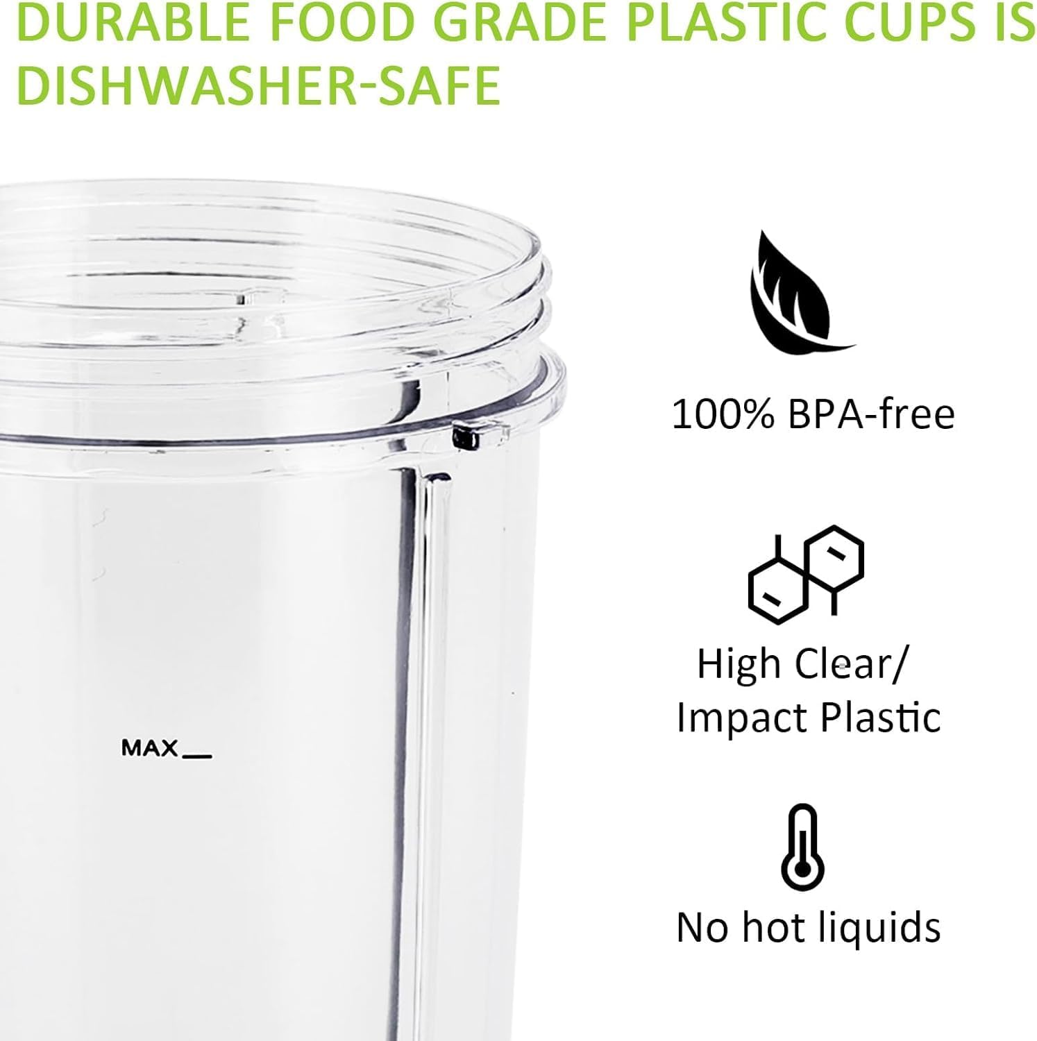24-OZ-Mixer-Ersatzbecher für NutriBullet Pro 900W/600W-Serie Becher mit Flip Top to Go-Deckel (2er-Pack) – Bild 4