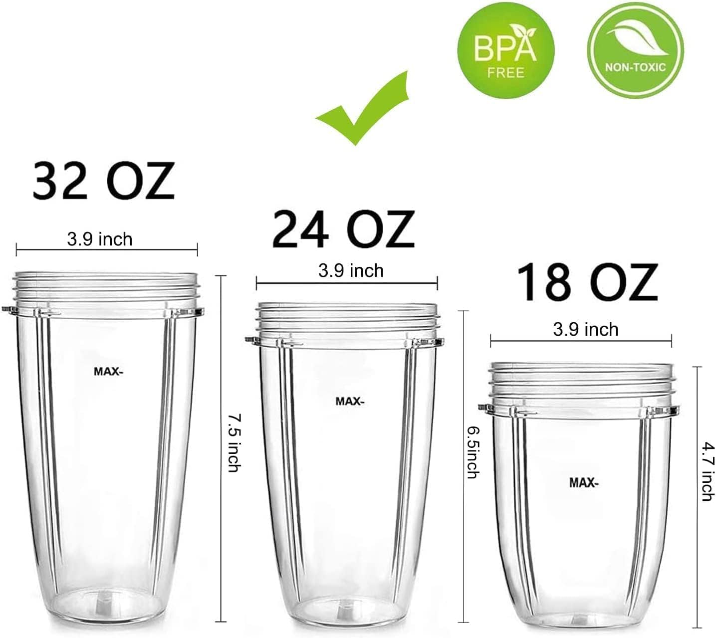 24-OZ-Mixer-Ersatzbecher für NutriBullet Pro 900W/600W-Serie Becher mit Flip Top to Go-Deckel (2er-Pack) – Bild 7