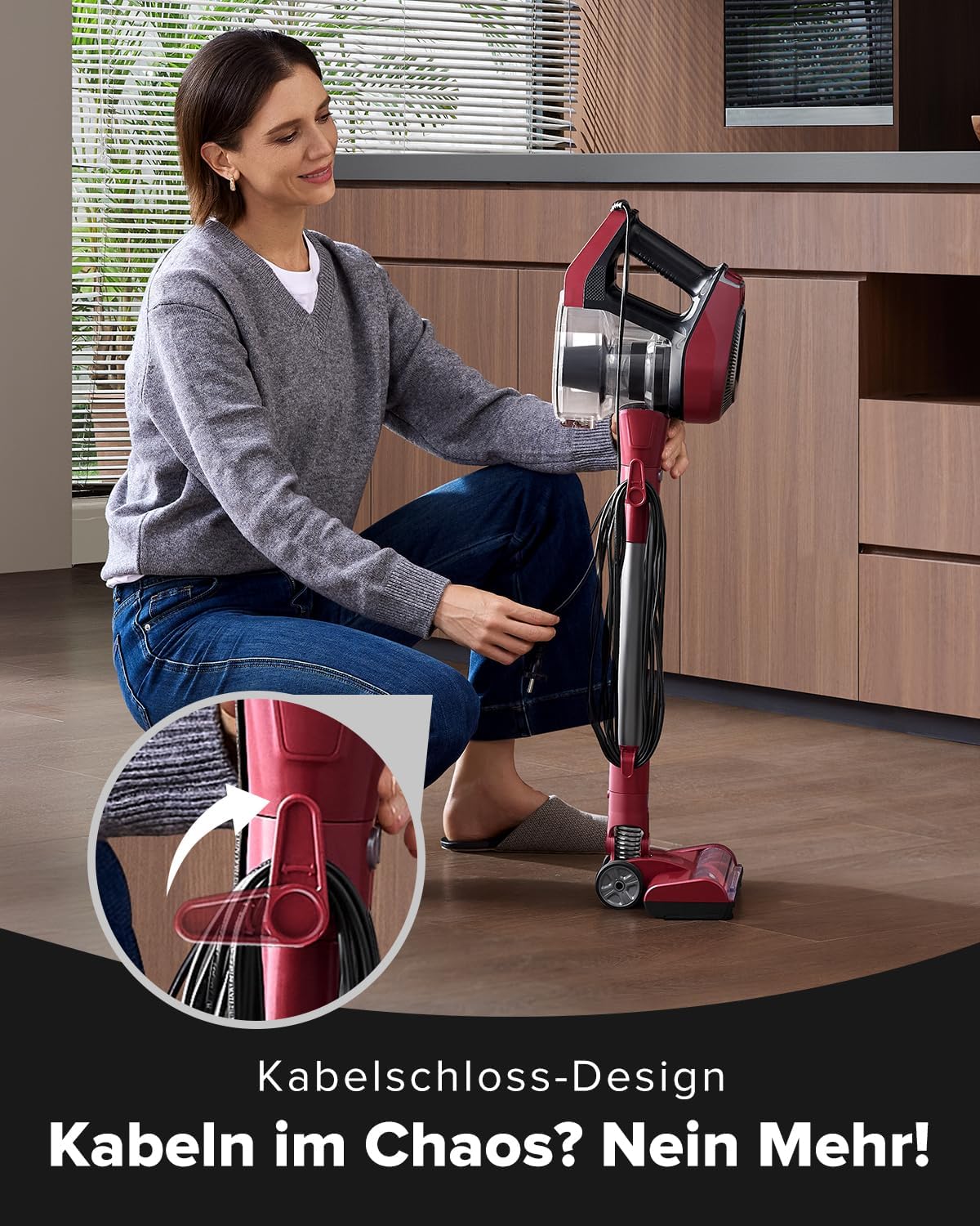 Vexilar C8 Staubsauger mit Kabel – 600 W/60 kPa Handstaubsauger mit 7 m Kabellänge, verwirrungsfreie elektrische Upgrade-Bodenbürste, 1,5 l beutelloser Behälter für Hartböden, Teppiche, Tierhaare – Bild 6