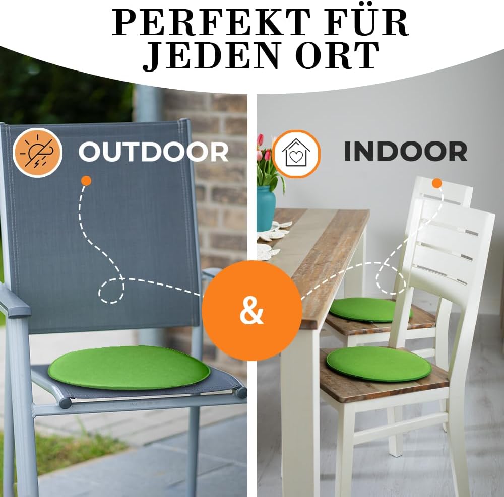 heimtexland 4er Pack Sitzkissen, Filz Stuhlkissen, Bodenkissen, Stuhlkissen, Indoor Outdoor Kissen, rund, Typ631, Filzkissen, Anthrazit, meliert, 35 x 35 cm, 4 Stück – Bild 4