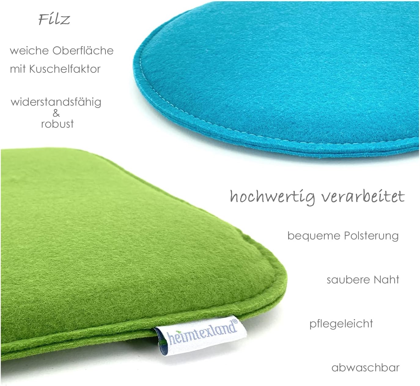 heimtexland 4er Pack Sitzkissen, Filz Stuhlkissen, Bodenkissen, Stuhlkissen, Indoor Outdoor Kissen, rund, Typ631, Filzkissen, Anthrazit, meliert, 35 x 35 cm, 4 Stück – Bild 3