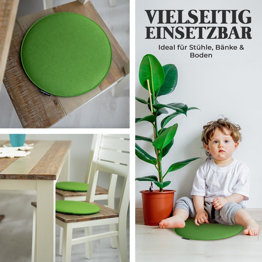 heimtexland 4er Pack Sitzkissen, Filz Stuhlkissen, Bodenkissen, Stuhlkissen, Indoor Outdoor Kissen, rund, Typ631, Filzkissen, Anthrazit, meliert, 35 x 35 cm, 4 Stück – Bild 6