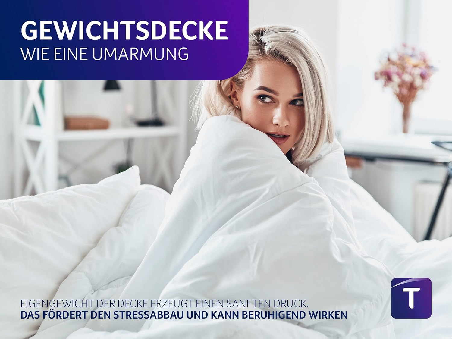 Traumnacht Relaxdecke 155 x 220 cm, 9 kg schwere Decke zur Beruhigung und Linderung von Stress, empfohlen für Erwachsene. – Bild 5