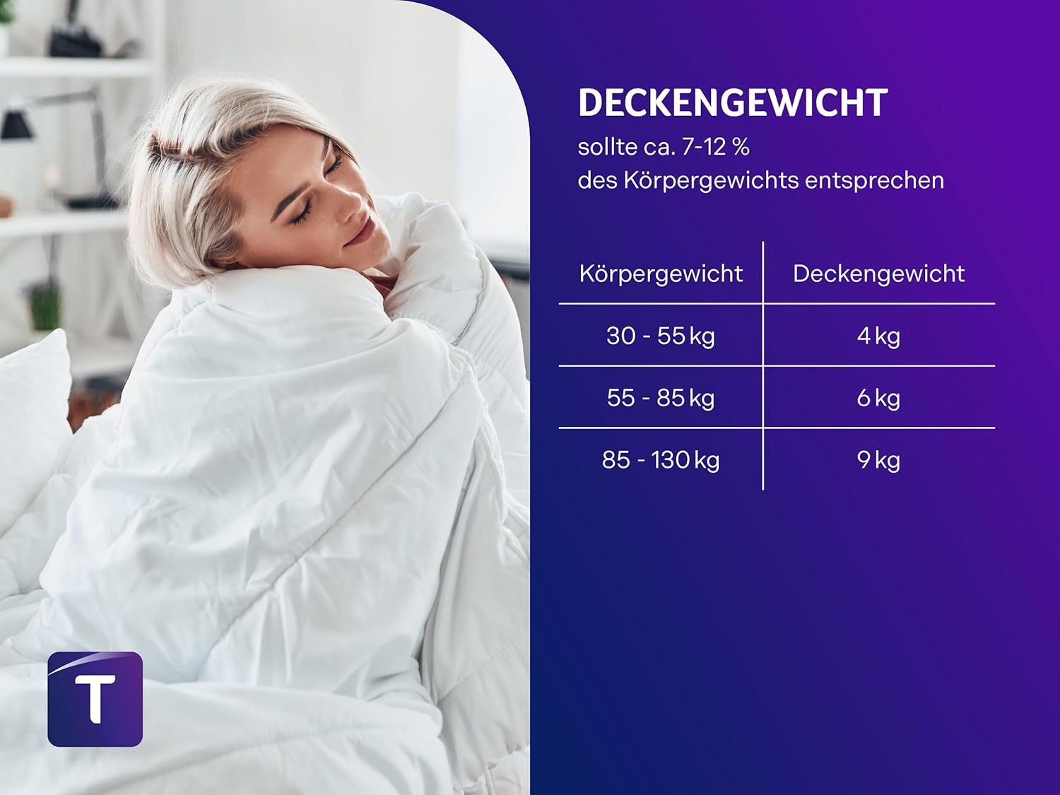 Traumnacht Relaxdecke 155 x 220 cm, 9 kg schwere Decke zur Beruhigung und Linderung von Stress, empfohlen für Erwachsene. – Bild 6