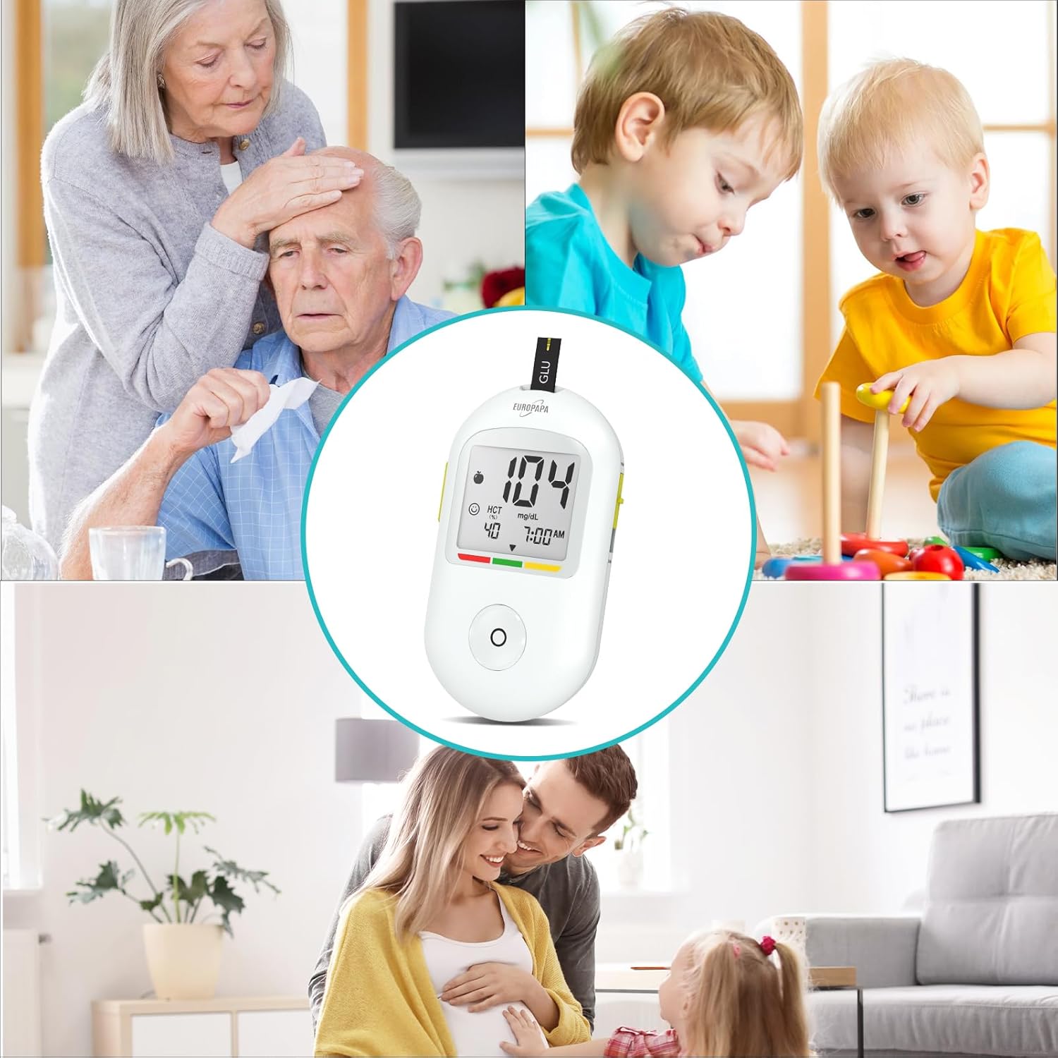 EUROPAPA Blutzuckermessgerät mit 10 Blutzucker-Teststreifen und 10 Blutlanzetten und Stechhilfe, Blutzucker-Messsystem Diabetes-Set mg/dL zur Blutzucker-Selbstkontrolle (weiß) – Bild 4