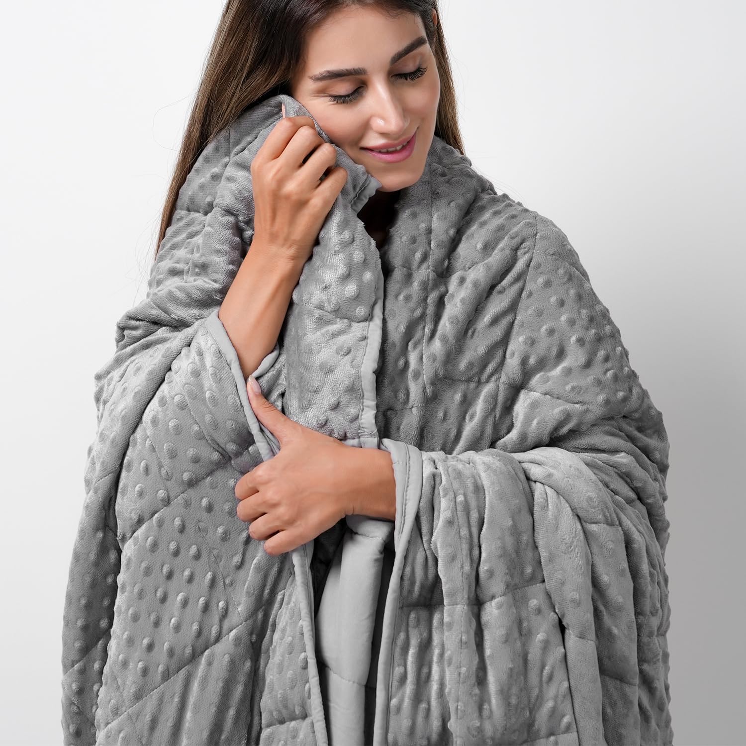 Sivio Minky Dot schwere Decke für Erwachsene, Queen-Size-Größe, 7 kg, weiche, kuschelige Gewichtsdecke für Entspannung und besseren Schlaf, atmungsaktive Jahresdecke mit Glasperlen, grau, 120 x 180 cm – Bild 2