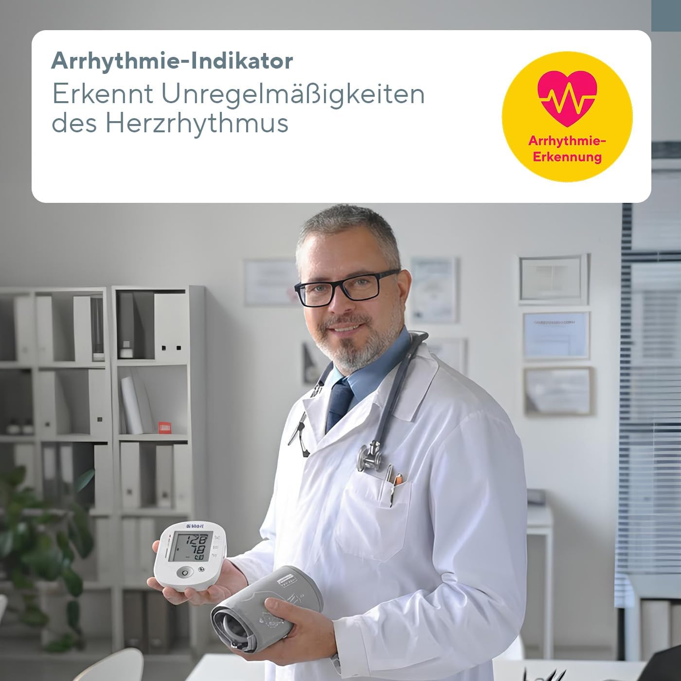 B.Well Swiss PRO-35 Automatisches Oberarm-Blutdruckmessgerät, klinisch validiertes Blutdruckmessgerät, Arrhythmie-Erkennung und 30 Speicherplätze, inklusive waschbarer Manschette, Größe ML + Adapter – Bild 3