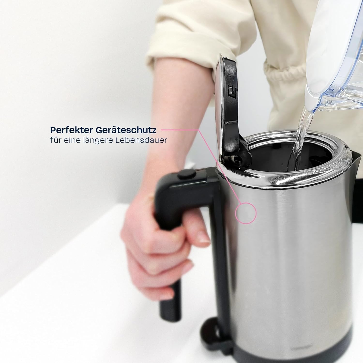 Homeside Wasserfilterkanne Blau inkl. 1x Kalkfilterkartusche | Wasserfilter Trinkwasser 2,6 L | Filter für weiches gefiltertes Wasser | Trinkwasserfilter | Filtert Kalk, Chlor, Blei und Kupfer – Bild 7