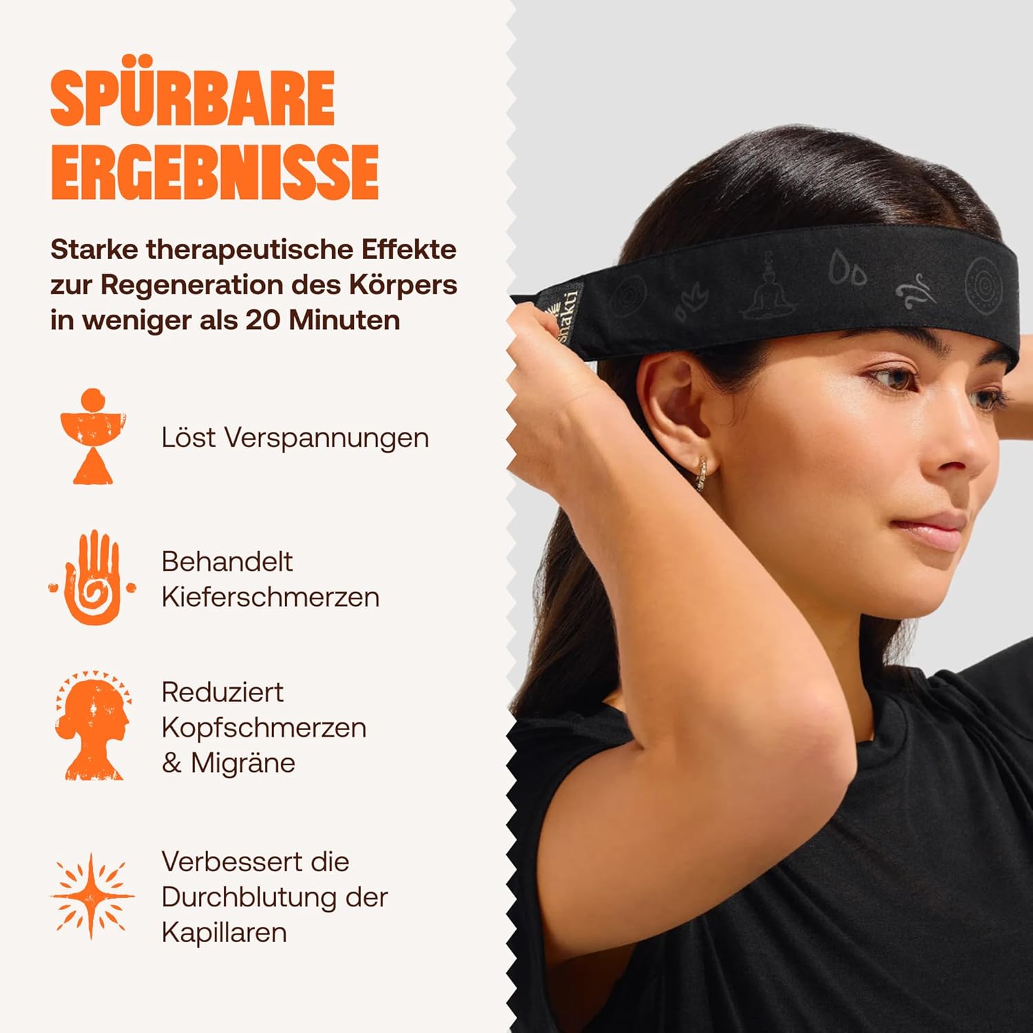 ShaktiMat (Das Original seit 2007) Akupressur-Stirnband – Hilft Kopfschmerzen und Migräne zu reduzieren – Lindert Kieferschmerzen – Onyxschwarz – Bild 2
