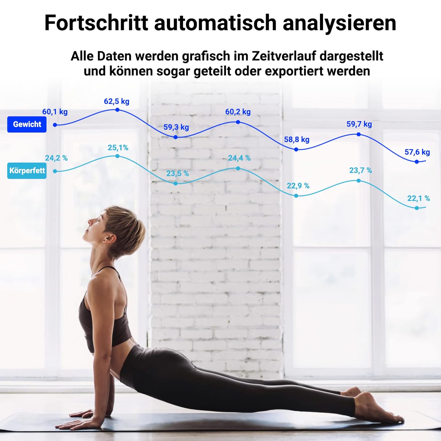 Fitleap Körperfettwaage mit Körperfettanalyse, digitale Bluetooth-Personenwaage mit App-Funktion, Waage mit Körperzusammensetzungsfunktion – Bild 4