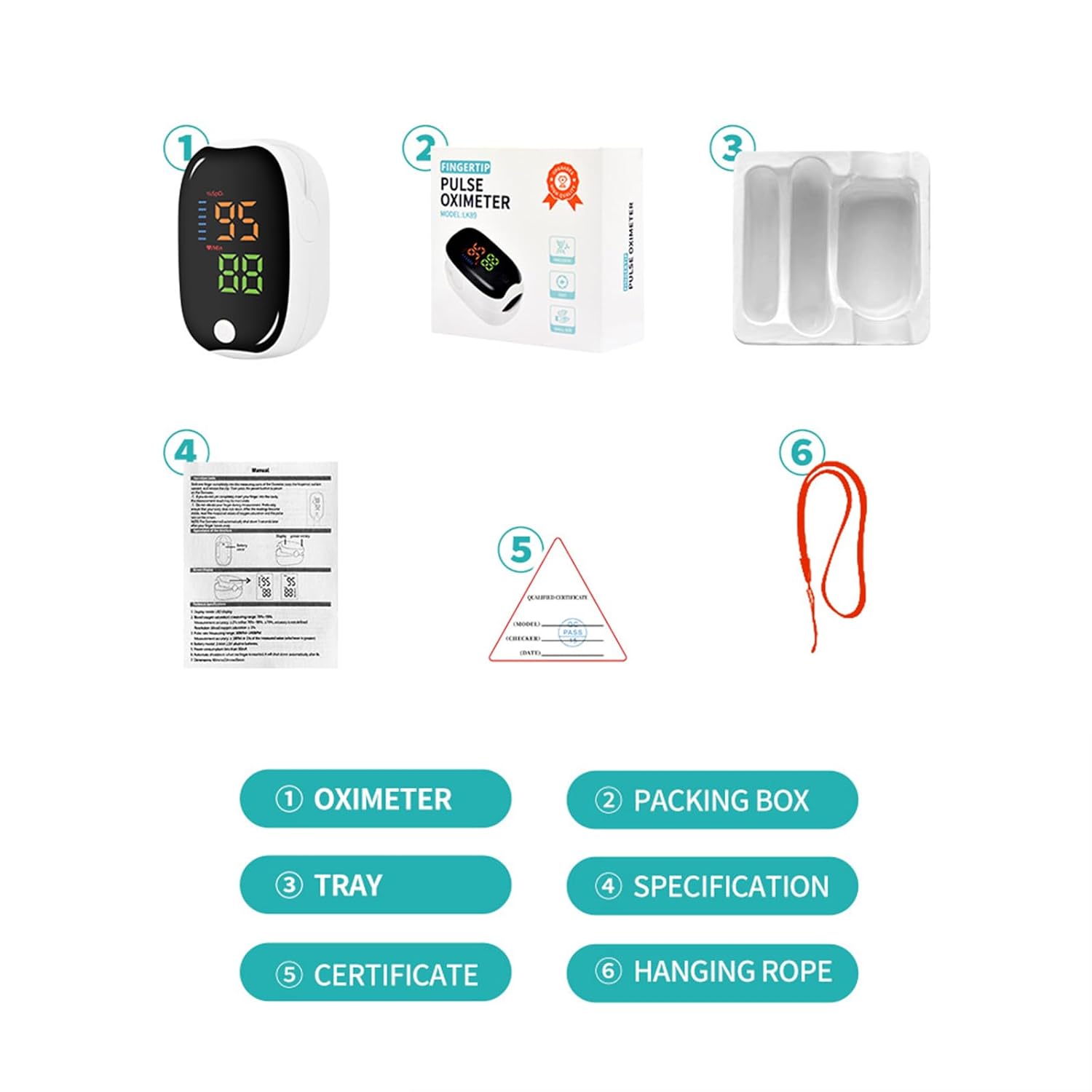 Fingerpulsoximeter Sport, SpO₂ & Pulsfrequenzmesser mit OLED-Display, tragbar für Training, Wandern und Freizeit (Schwarz, 4 Stück) – Bild 6