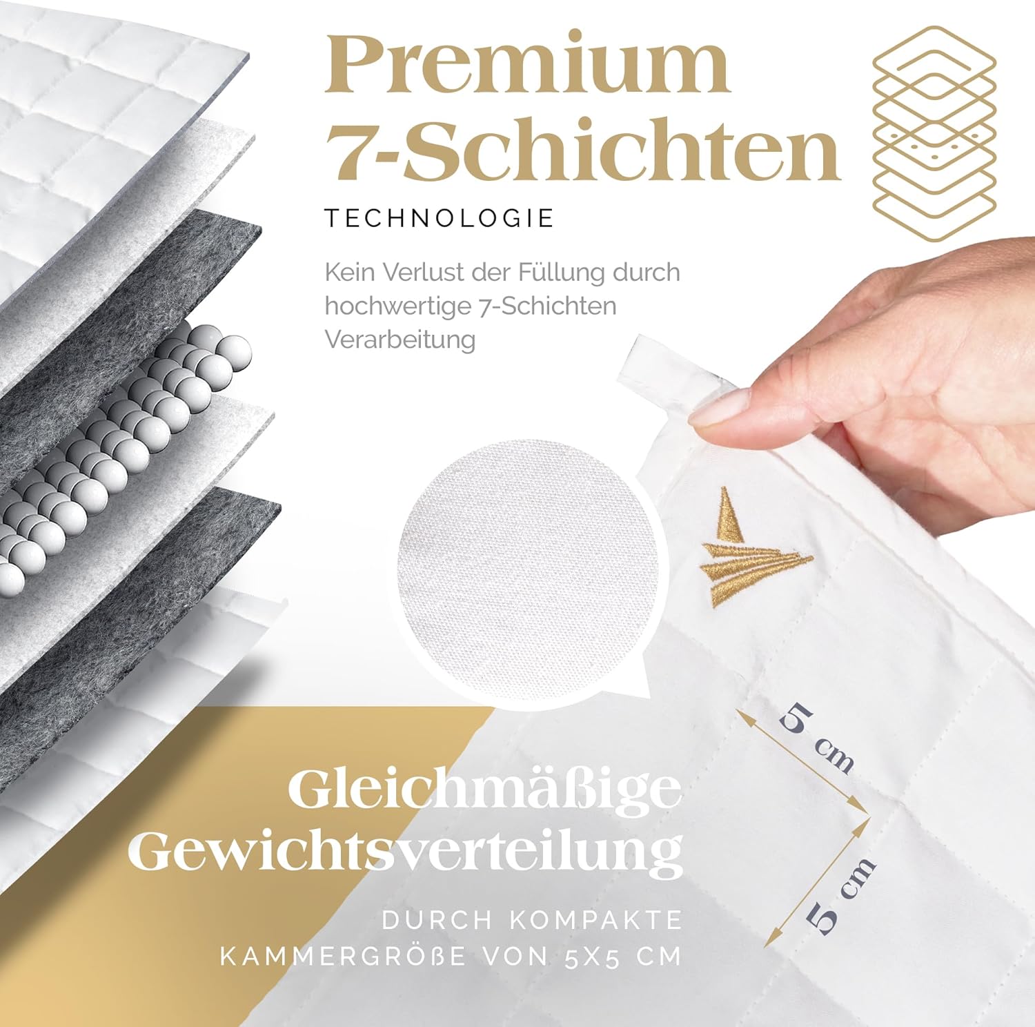 Akroma Premium Gewichtsdecke 155 x 220 cm 6 kg – Anti-Stress-Therapiedecke – schwere Bettdecke für besseren Schlaf – Entspannungsdecke gegen Schlafstörungen – 100 % Baumwolle (ÖkoTex) – Gewichtsdecke – Bild 6