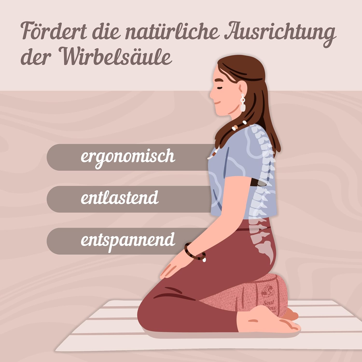 Soul Pillow Meditationskissen, Yoga-Sitzkissen, 15 cm hoch, Ø 30 cm, mit Dinkelfüllung, waschbarer Bezug, Sitzkissenunterlage für Meditations- und Yogakissen, rund, Öko-Tex 100 – Bild 5