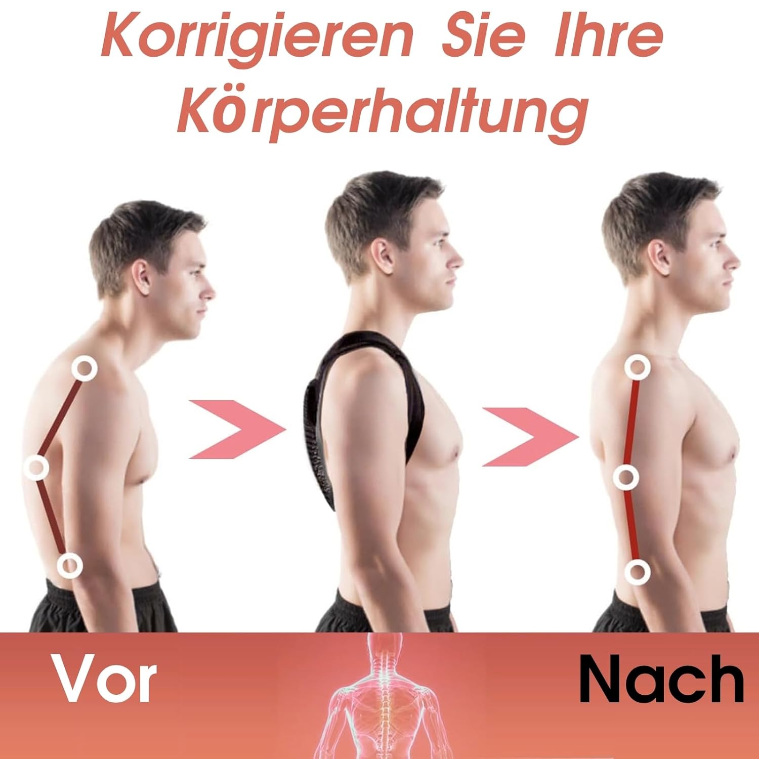 Reatowrol Verstellbarer Rückenstützgürtel für Männer und Frauen, Rückenglätter und Haltungstrainer zur Verbesserung der Körperhaltung, geeignet für Büro, Alltag und Sportaktivitäten – Bild 4
