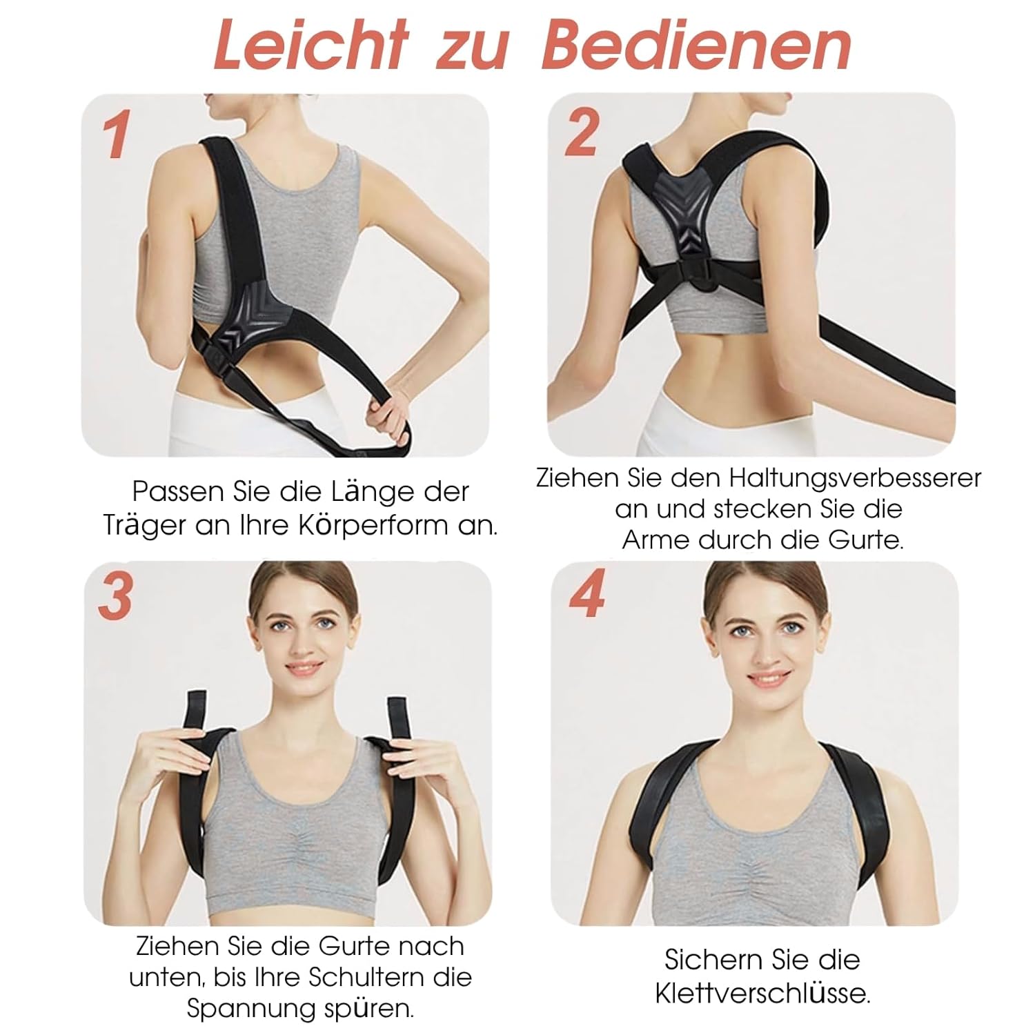 Reatowrol Verstellbarer Rückenstützgürtel für Männer und Frauen, Rückenglätter und Haltungstrainer zur Verbesserung der Körperhaltung, geeignet für Büro, Alltag und Sportaktivitäten – Bild 6