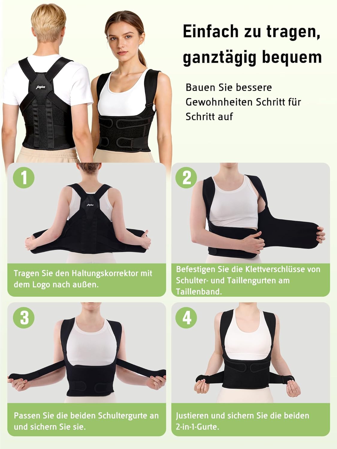 Rückenstützgürtel Rücken Geradehalter Haltungskorrektur Damen: Verstellbarer Haltungstrainer Rücken Herren - Back Support Corrector für Schulter Nacken Gerader Rücken Geradehalter Frauen Männer (XXL) – Bild 4