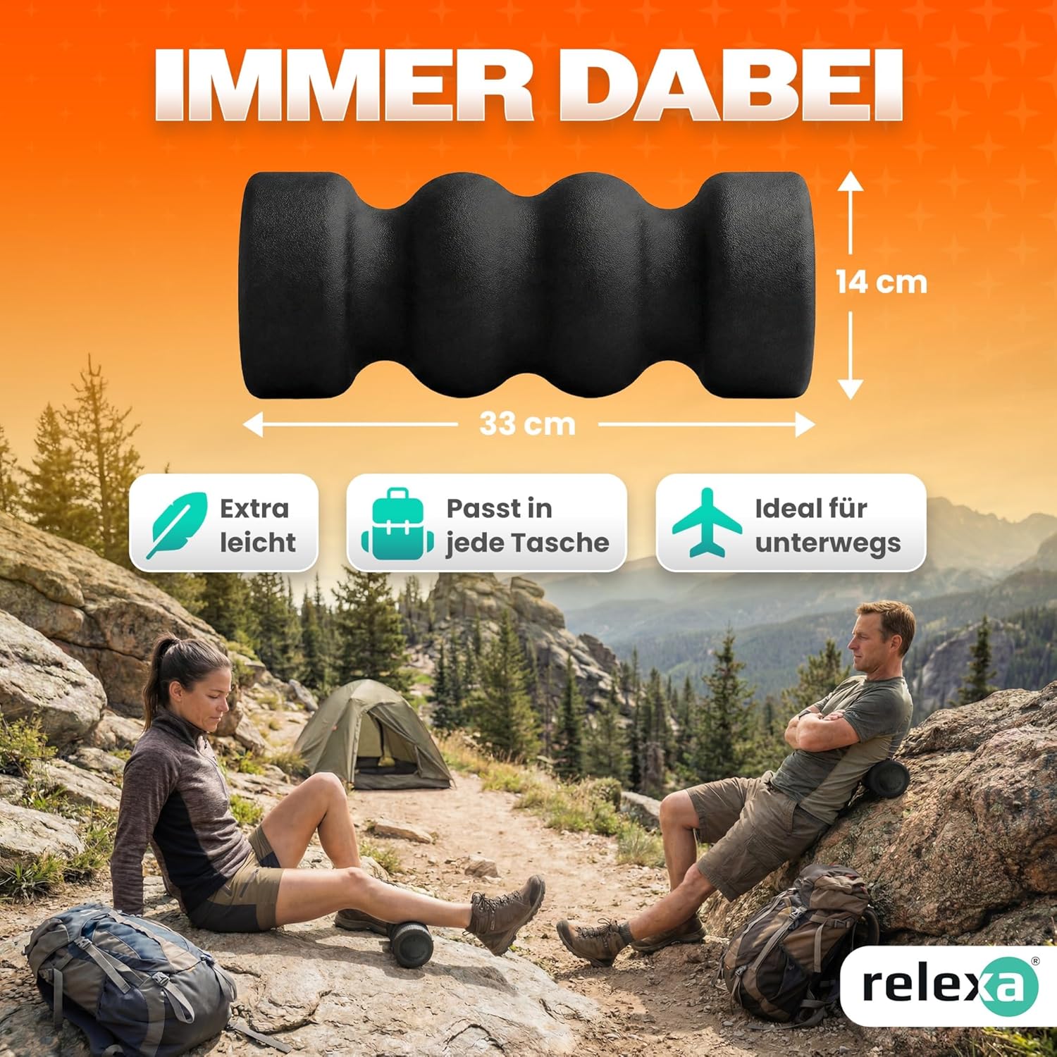 Relexa Double Twin Faszienrolle – Ideal zur Massage bei Rückenschmerzen und als Fitness-Trainingsergänzung – Premium-Material – 14 cm x 35 cm – Blau – Bild 4