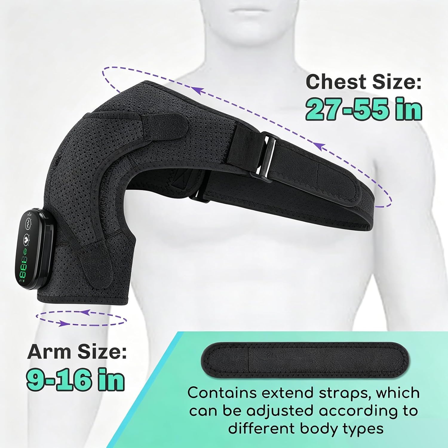 Schultermassagegerät, Schulter Massagegerät, Schulterbandage Mit 3 Stufiger Wärme Und Vibrationsfunktion, Massagegerät Nacken Schulter für Zuhause Büro Papa Mama,massager – Bild 6