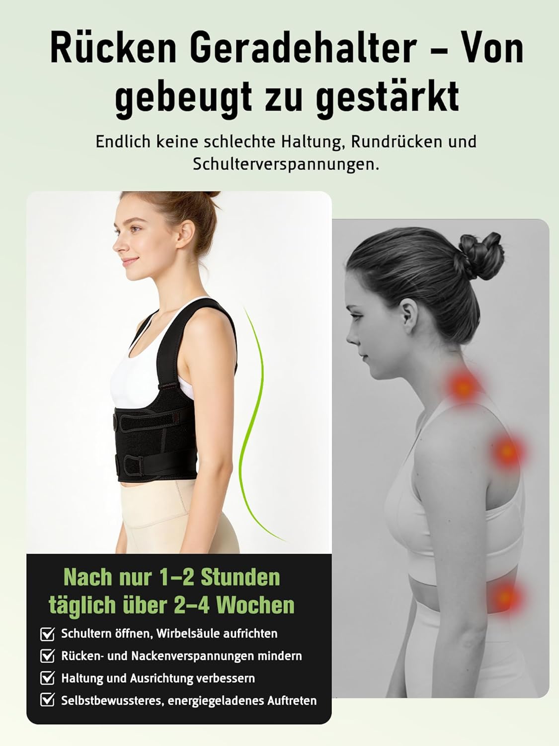 Rückenstützgürtel Rücken Geradehalter Haltungskorrektur Damen: Verstellbarer Haltungstrainer Rücken Herren - Back Support Corrector für Schulter Nacken Gerader Rücken Geradehalter Frauen Männer (XL) – Bild 2
