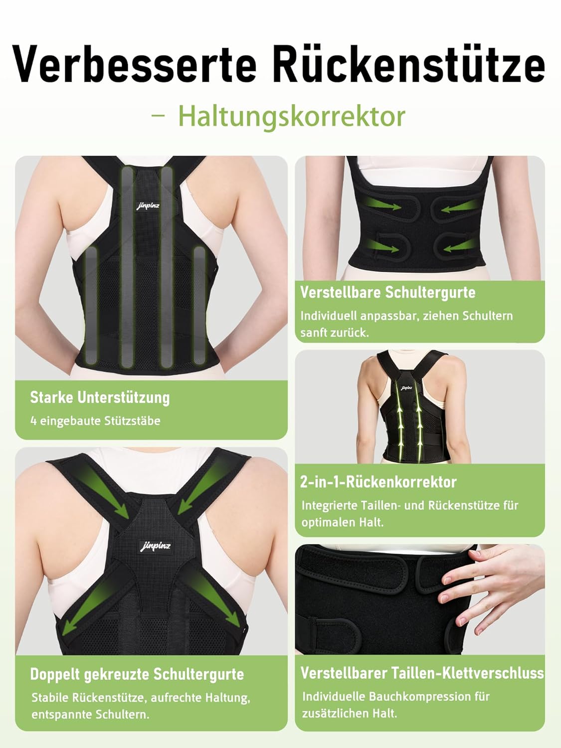 Rückenstützgürtel Rücken Geradehalter Haltungskorrektur Damen: Verstellbarer Haltungstrainer Rücken Herren - Back Support Corrector für Schulter Nacken Gerader Rücken Geradehalter Frauen Männer (XL) – Bild 3