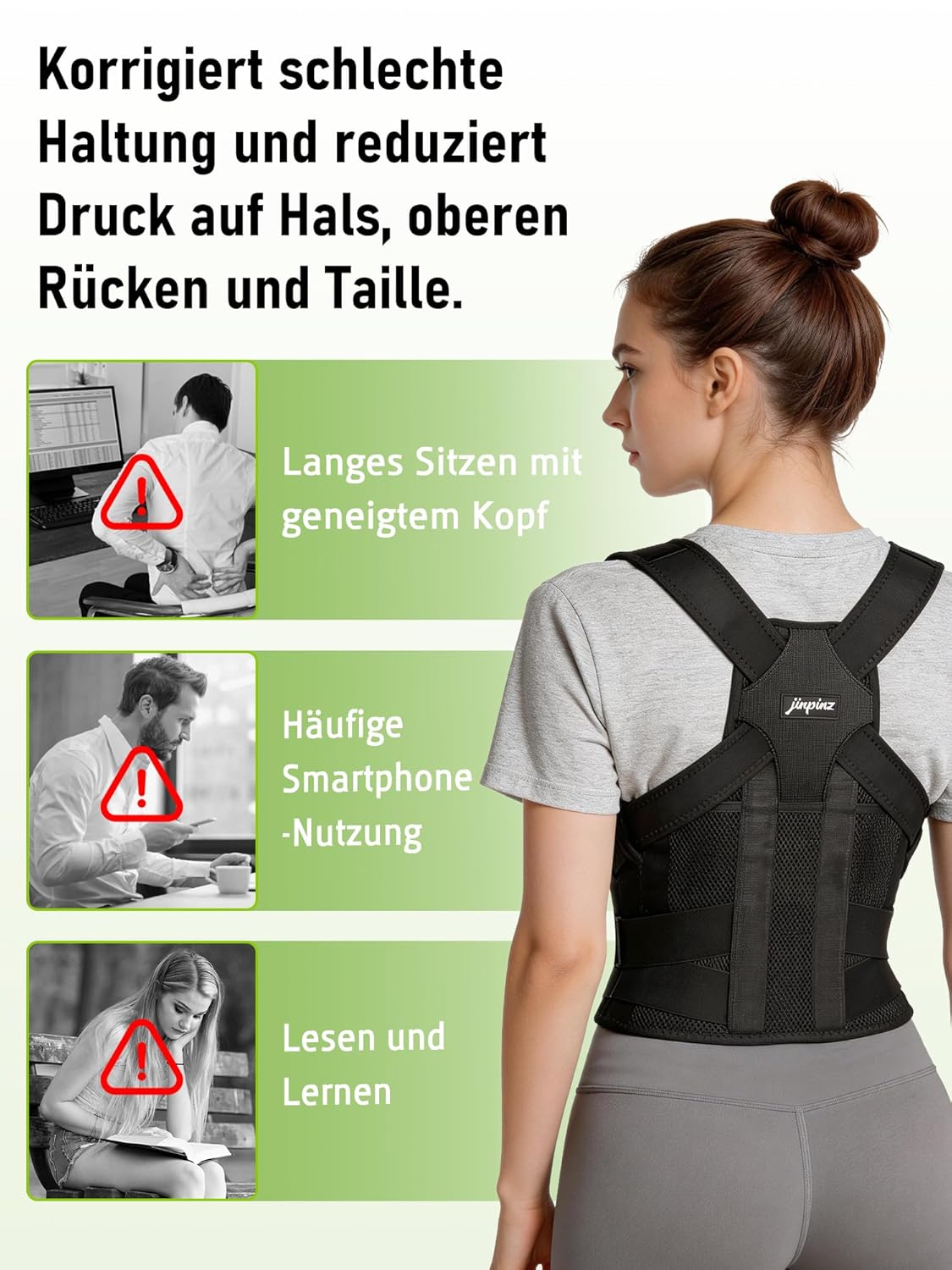 Rückenstützgürtel Rücken Geradehalter Haltungskorrektur Damen: Verstellbarer Haltungstrainer Rücken Herren - Back Support Corrector für Schulter Nacken Gerader Rücken Geradehalter Frauen Männer (XL) – Bild 6