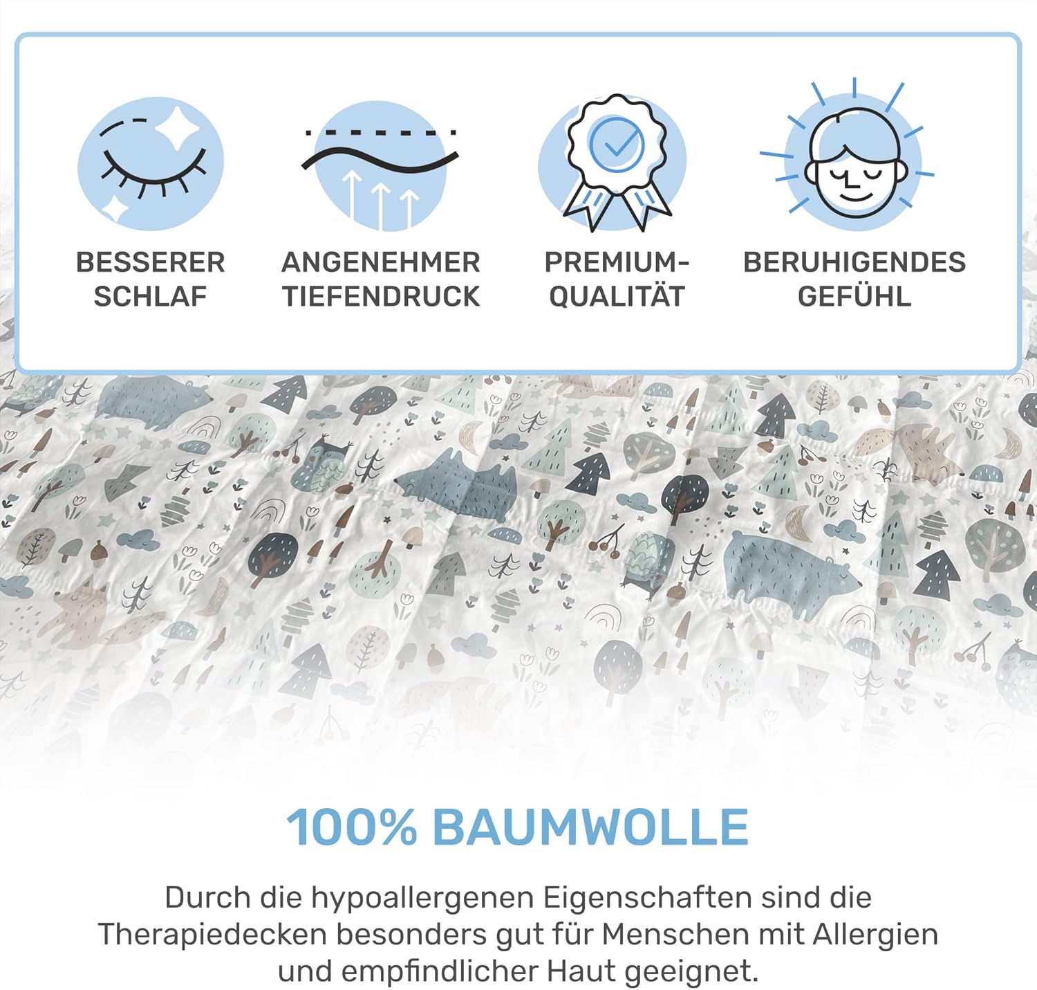 Dailydream Gewichtsdecke für Kinder, 90 x 120 cm, 2,5 kg, Weltraum-Motiv, 100 % Baumwolle mit Glasperlenfüllung, schwere Decke zum Schlafen, Gewichtsdecke, Therapiedecke, Körpergewicht 20–35 kg – Bild 4