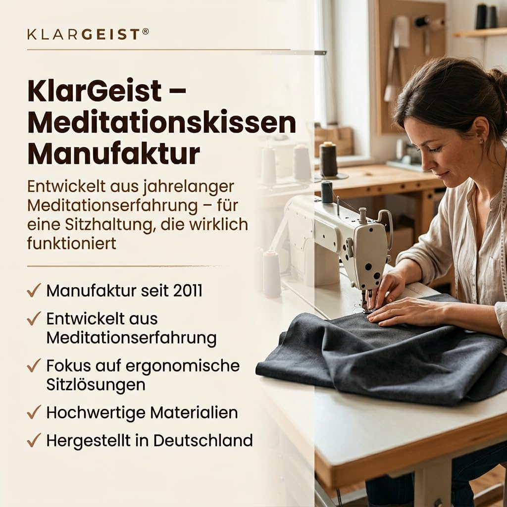 Ergo - Ergonomisches Meditationskissen – Das Yoga Kissen & Yogakissen rund | Yoga Sitzkissen Rund | Bodensitzkissen | Zafu mit Buchweizenschalen | Meditationskissen Elefant Anthrazit – Bild 9